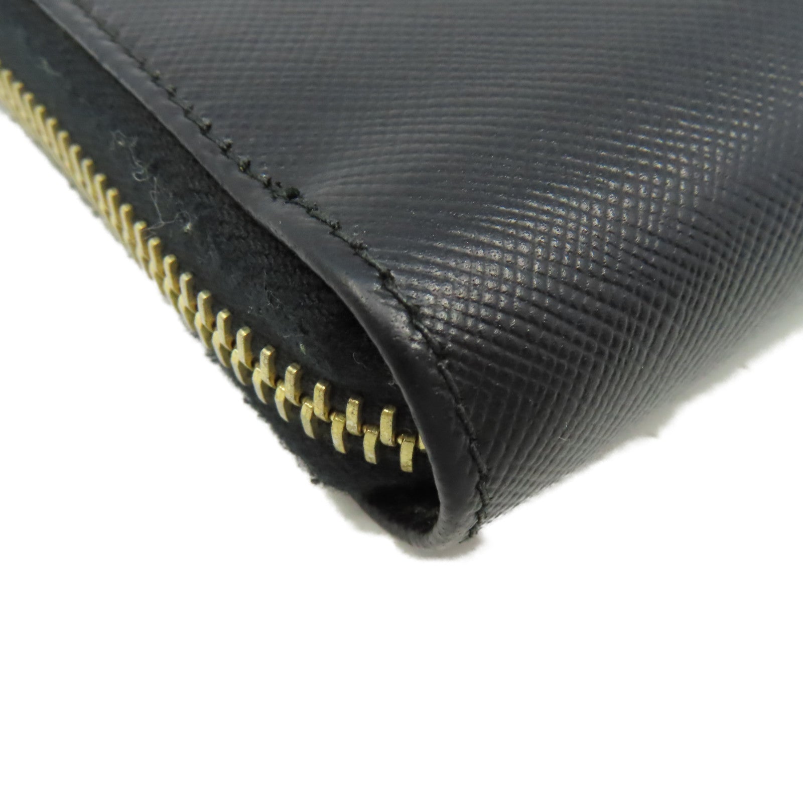 PRADA Saffiano皮革Zipper Long Wallet拉鏈長錢包黑色