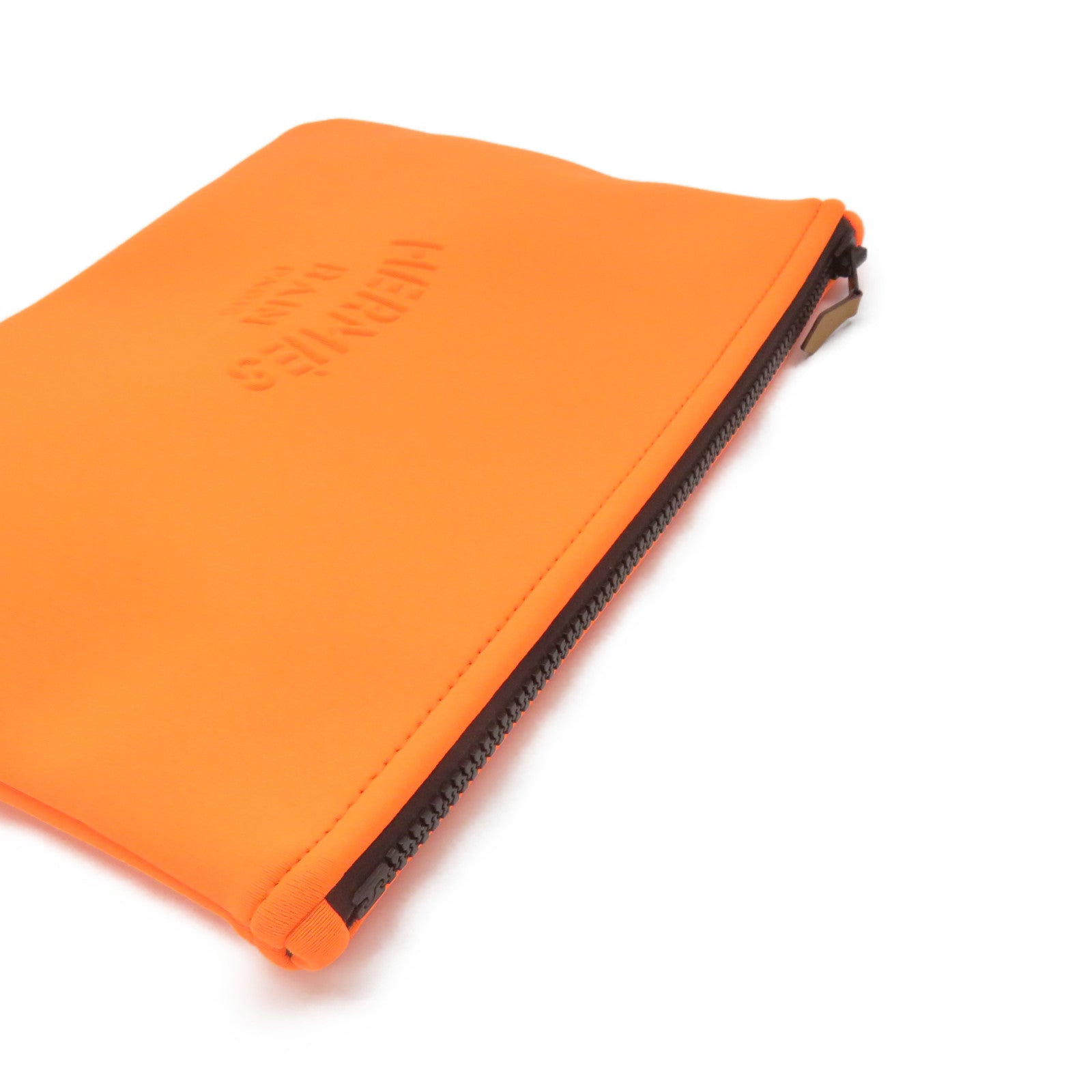 HERMES Canvas Pouch Clutch Orange