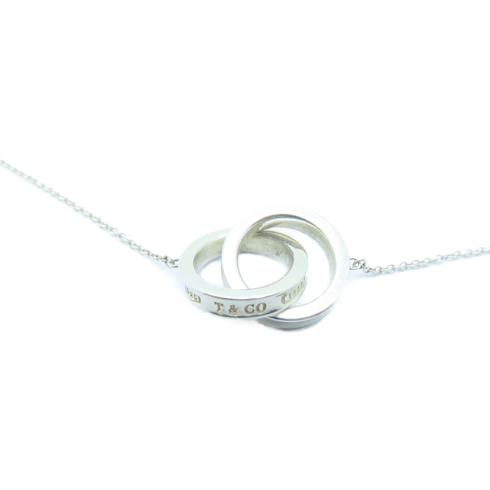 TIFFANY＆CO 925純銀Interlocking Circles Pendant Necklace項鍊銀色