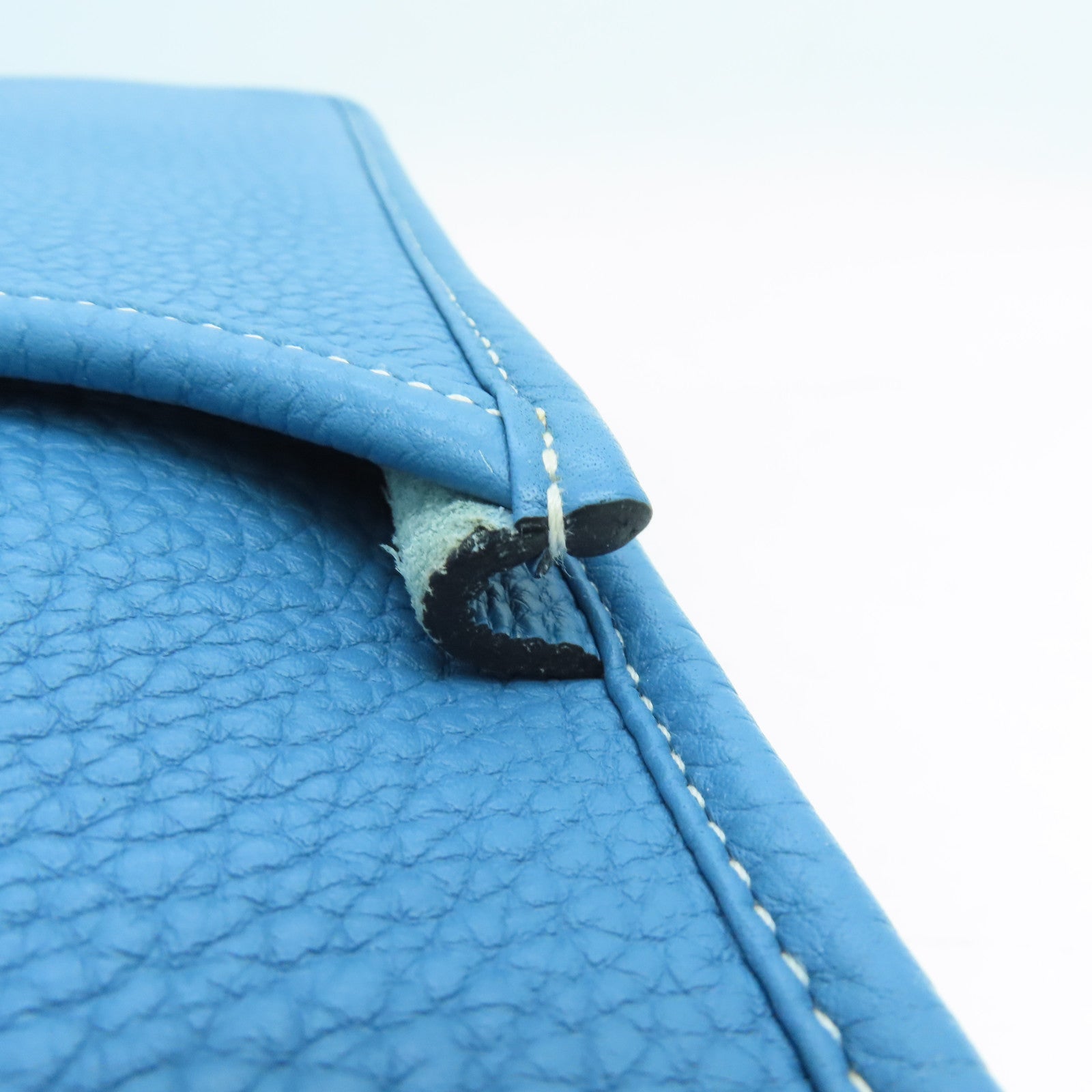 HERMES Clemence皮革Evelyne PM Shoulder Bag銀扣肩背袋藍色