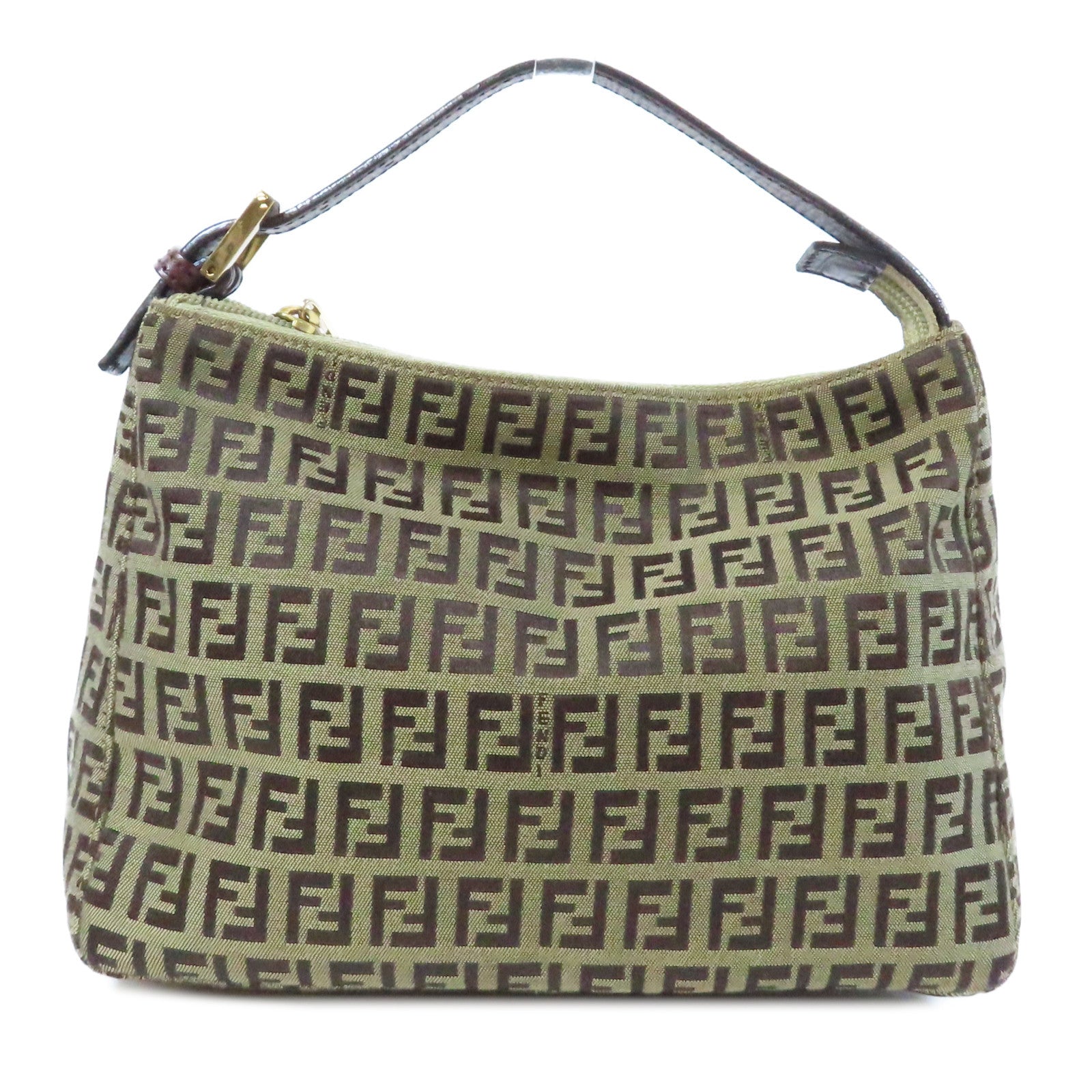 FENDI 帆布Zucchino金扣手挽袋啡色