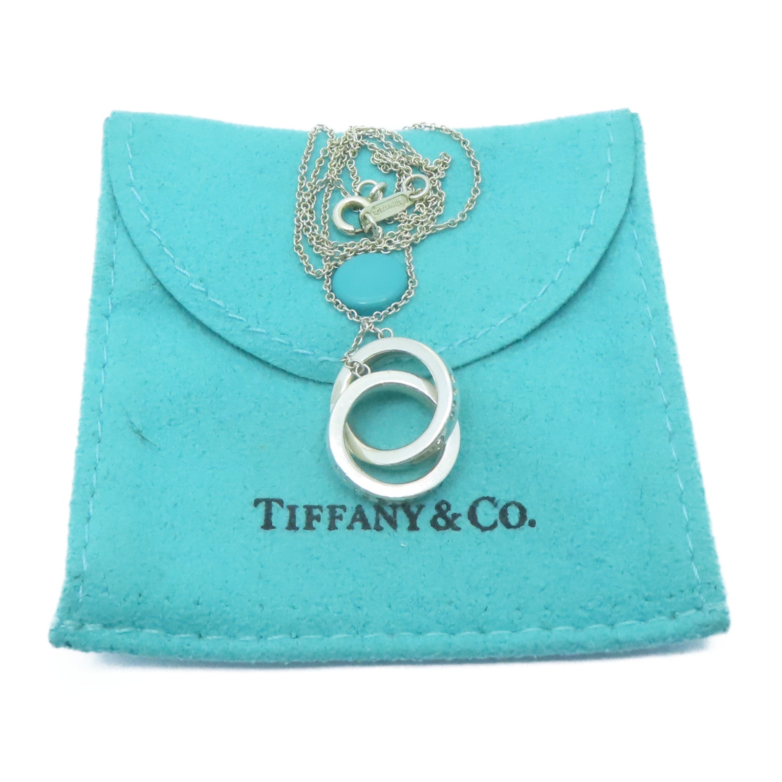TIFFANY＆CO 925純銀Interlocking Circles Pendant Necklace項鍊銀色