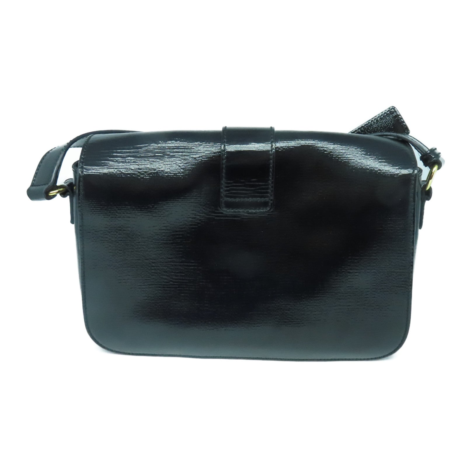 SAINT LAURENT 漆皮皮革Shoulder Bag金扣肩背袋黑色