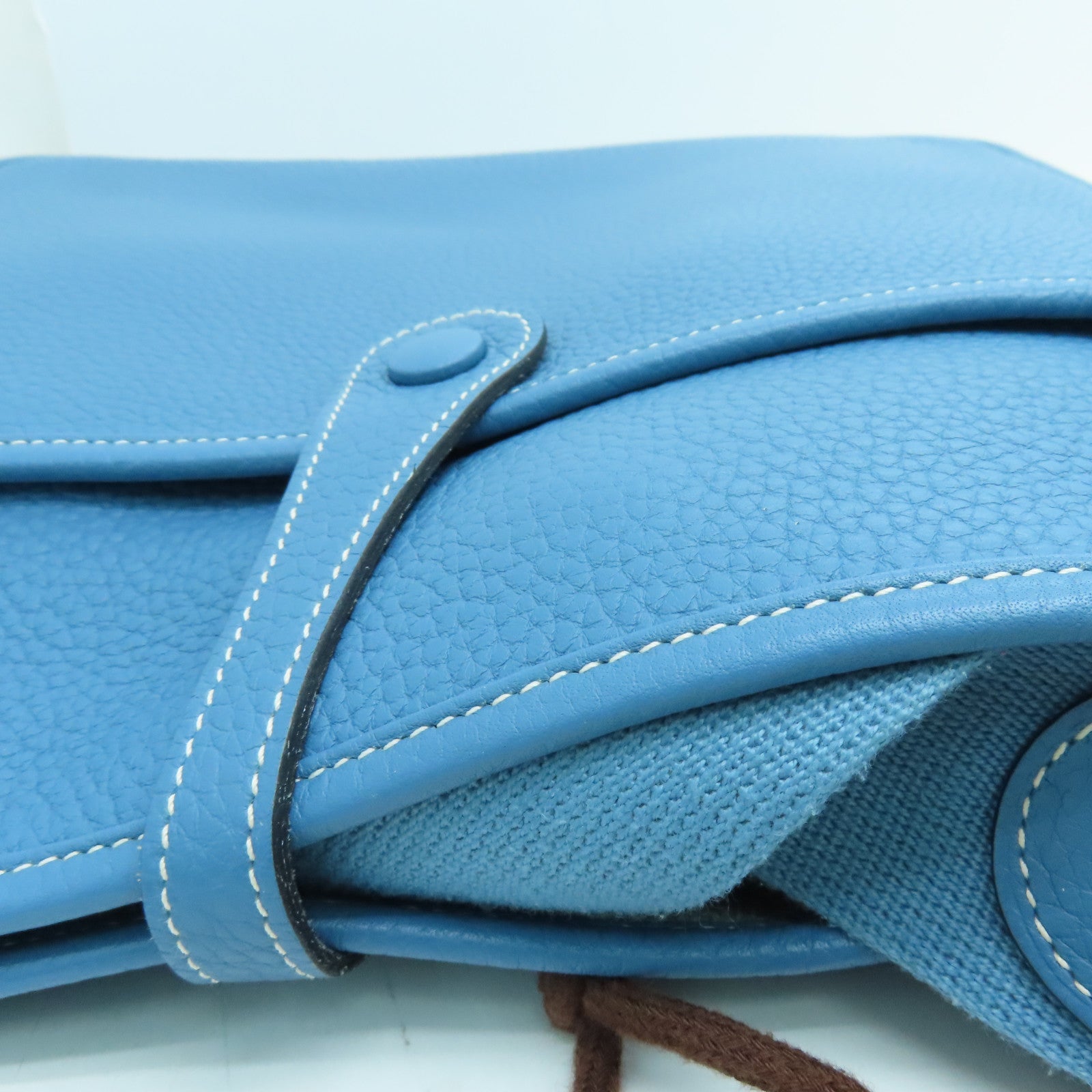 HERMES Clemence皮革Evelyne PM Shoulder Bag銀扣肩背袋藍色