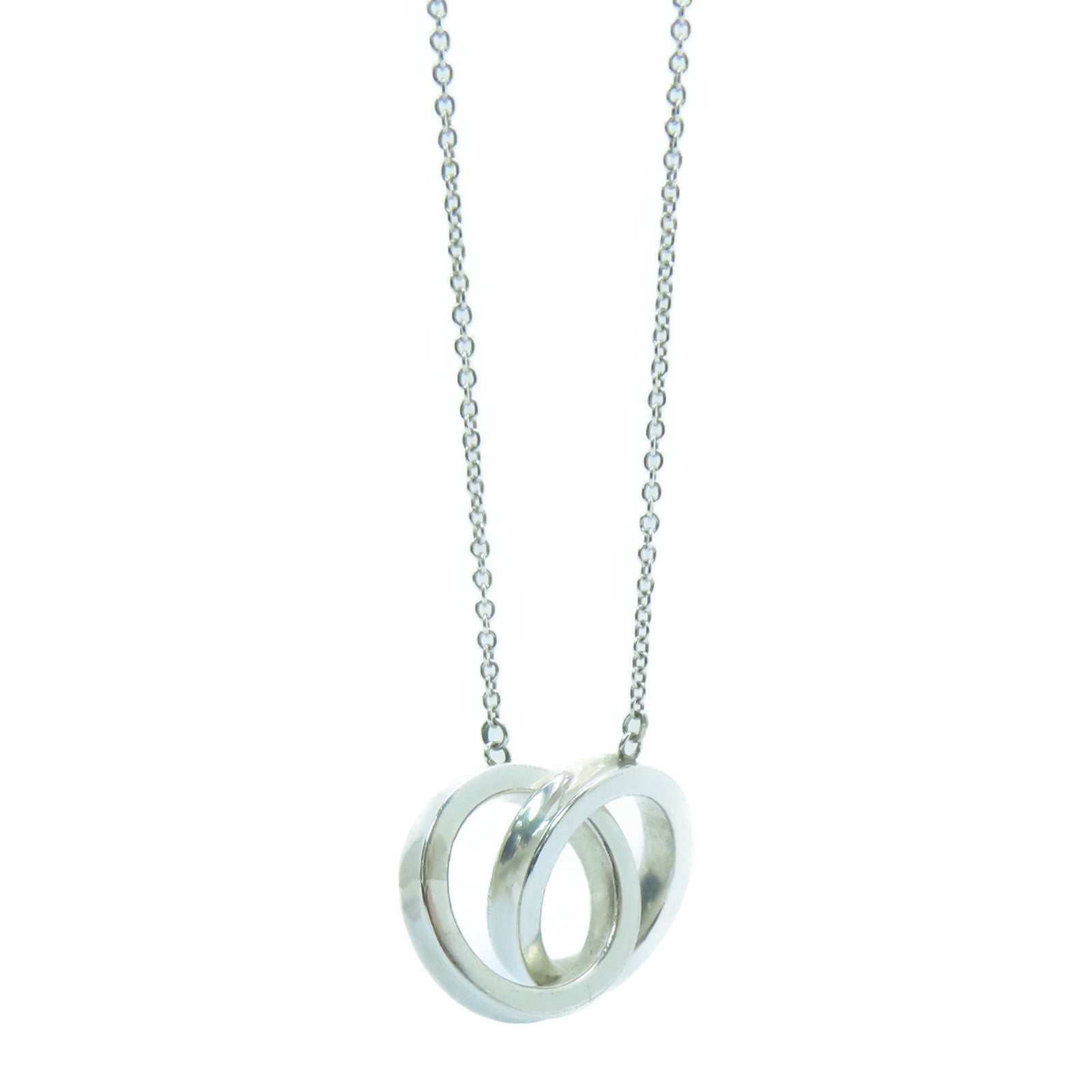 TIFFANY＆CO 925純銀Interlocking Circles Pendant Necklace項鍊銀色