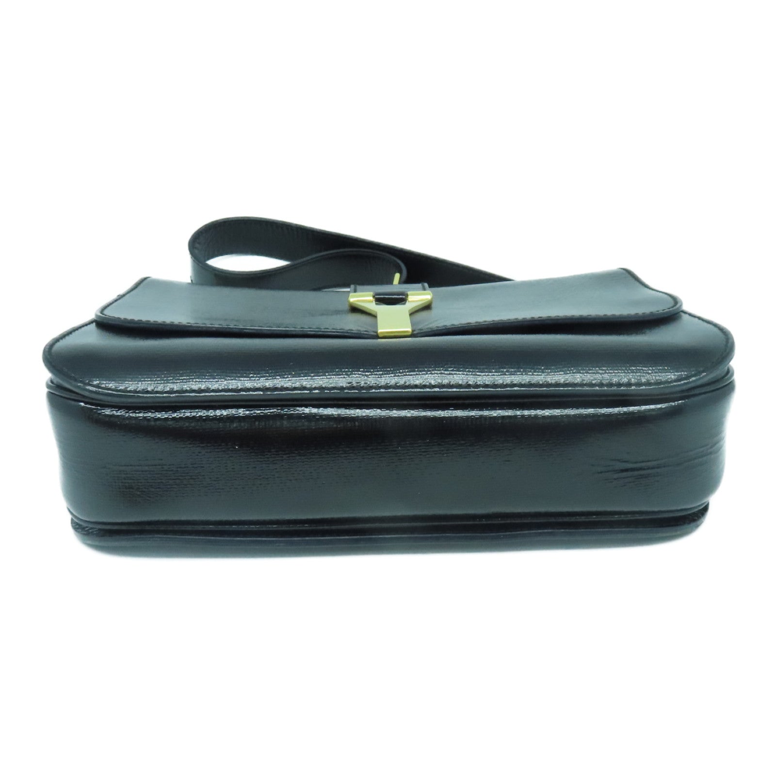 SAINT LAURENT 漆皮皮革Shoulder Bag金扣肩背袋黑色