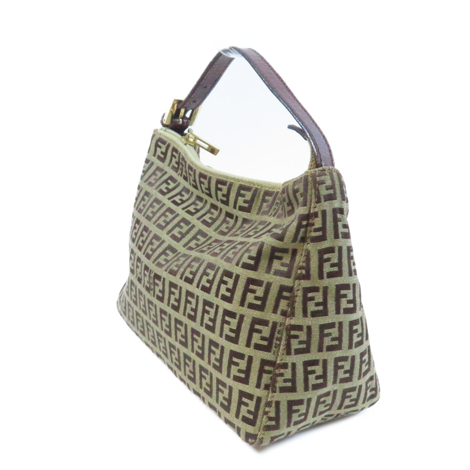 FENDI 帆布Zucchino金扣手挽袋啡色