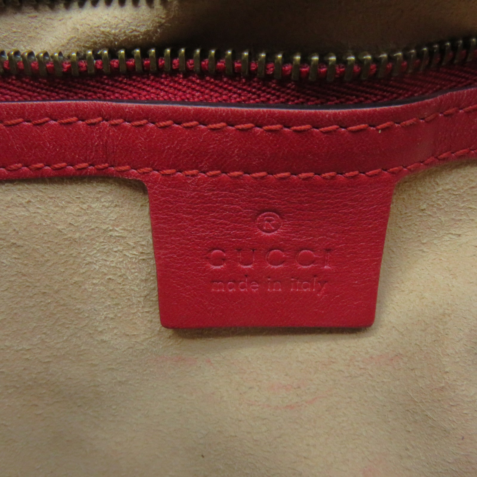 GUCCI 牛皮皮革GG Marmot Chain Shoulder Bag鏈帶肩背袋紅色