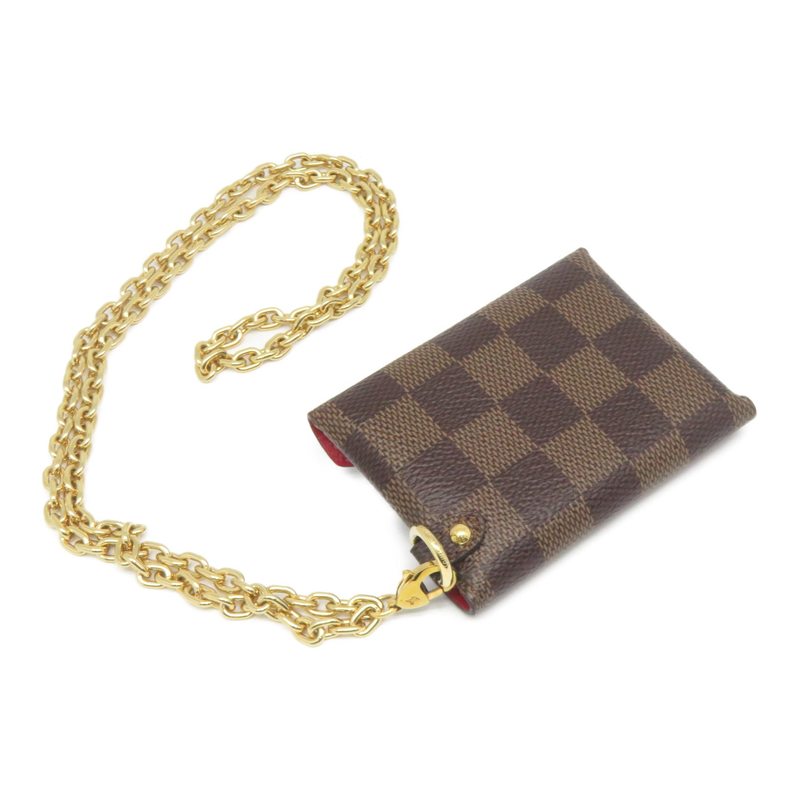 LOUIS VUITTON Damier Pochette Kirigami金扣Mini肩背袋啡色