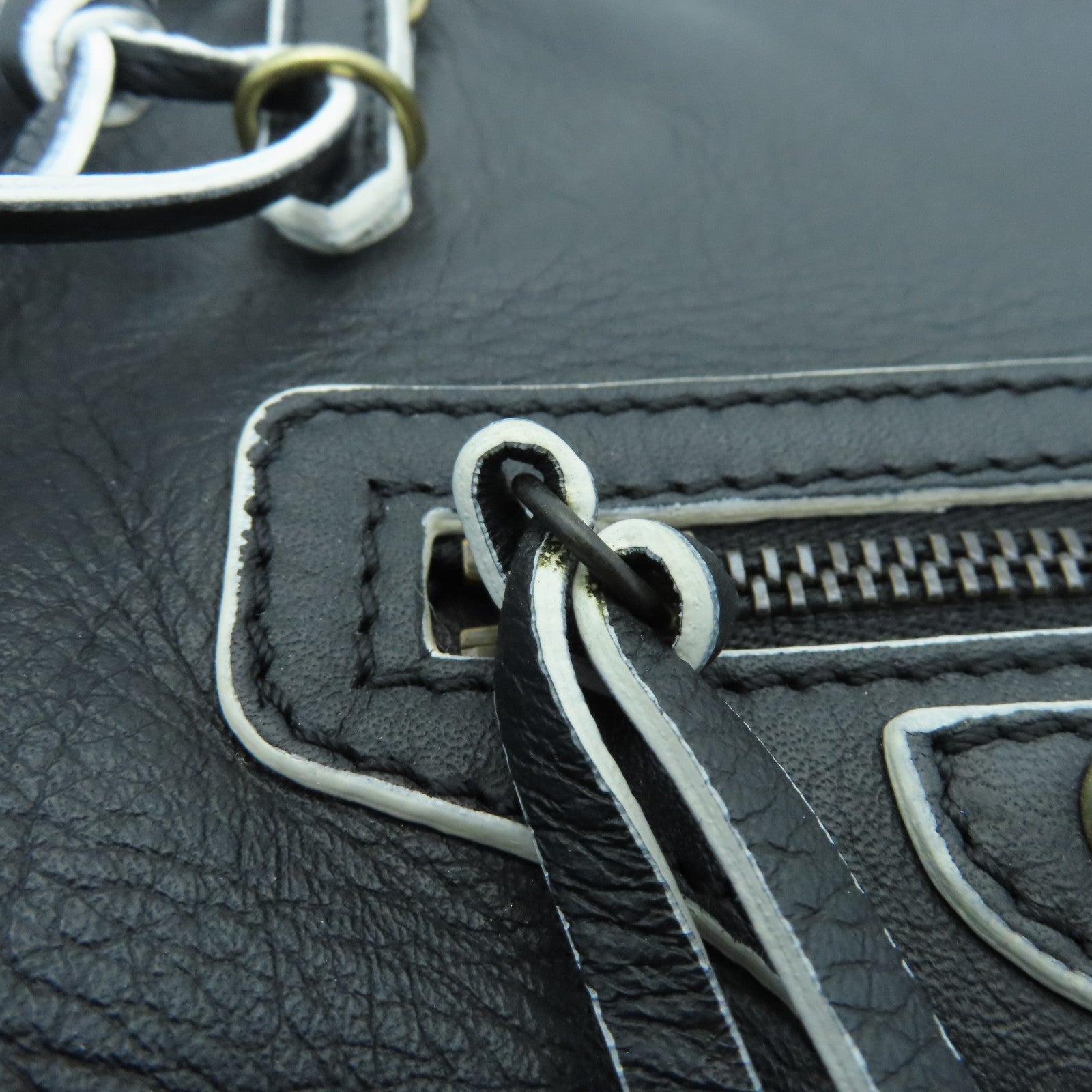 BALENCIAGA Sheepskin Leather Papier A4 Tote Gold Buckle Handle Shoulder Backpack Black