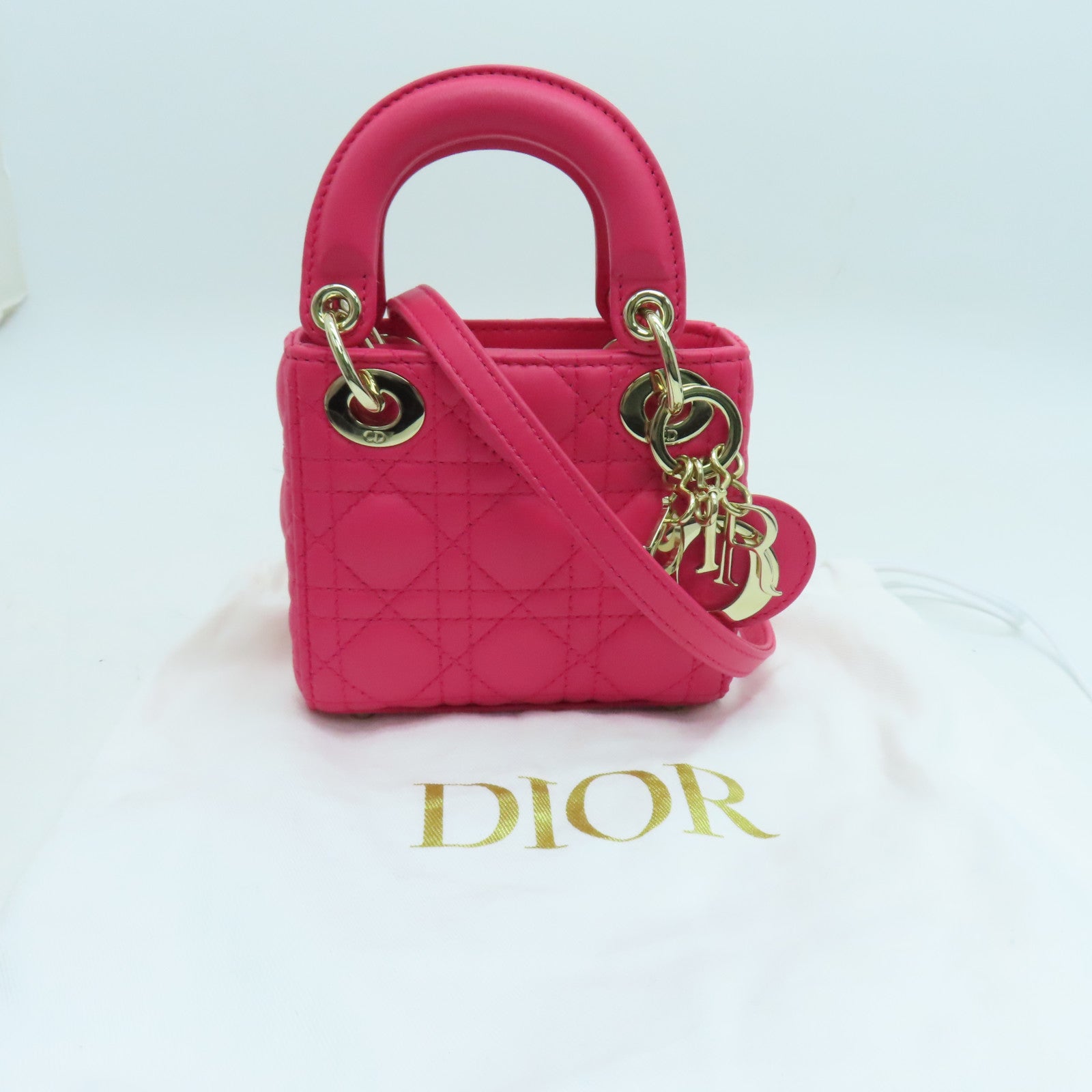 Dior 羊皮皮革Shoulder Bag金扣肩背袋粉紅色