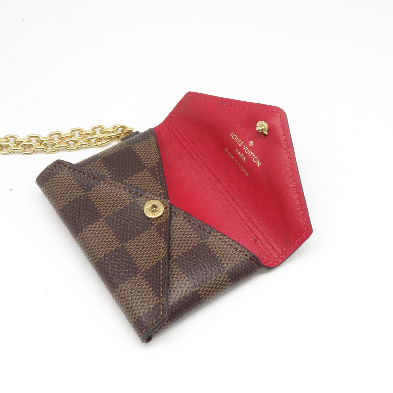LOUIS VUITTON Damier Pochette Kirigami金扣Mini肩背袋啡色