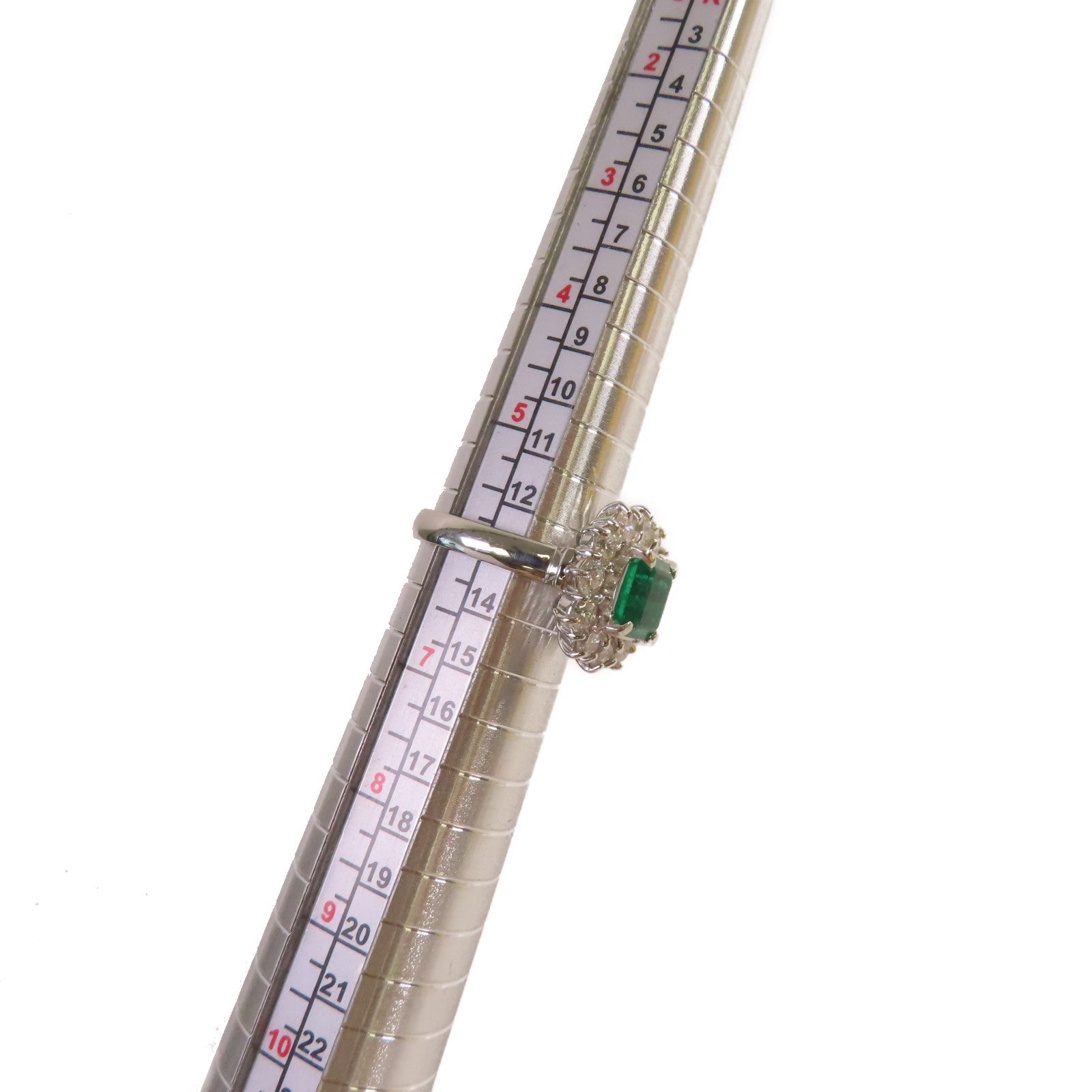 JEWELRY PT900鉑金/1.85ct綠寶石/1.41ct鑽石Emerald Ring戒指US#6