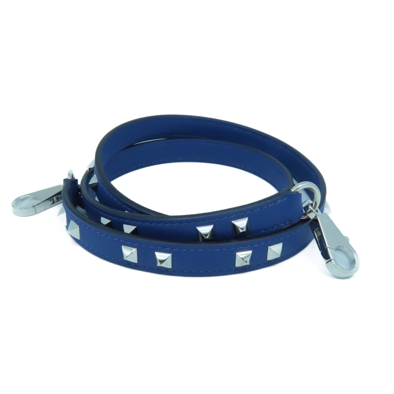 HERMES Swift皮革Mini Dog Carres银扣挂饰蓝色