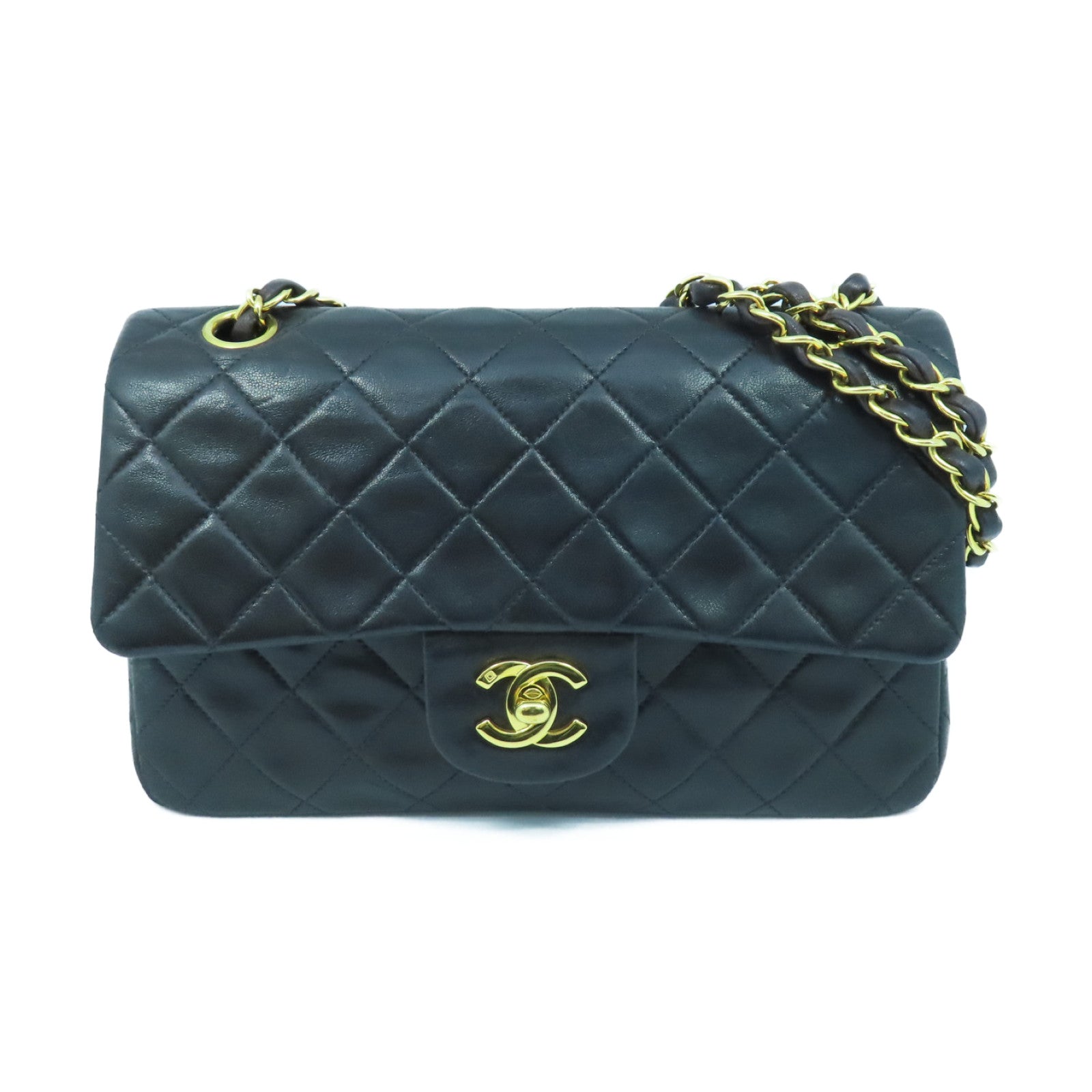 CHANEL 【激減優惠】菱格皮革Classic Chain Shoulder Bag金扣鏈帶肩背袋黑色