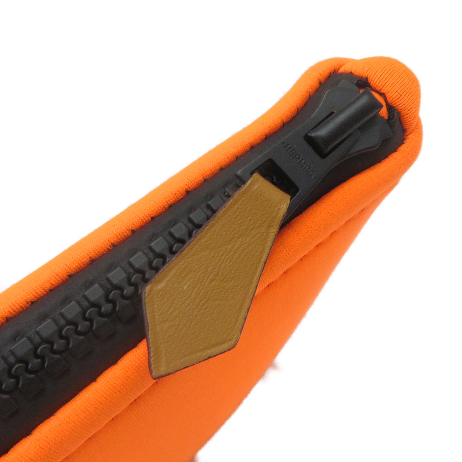 HERMES Canvas Pouch Clutch Orange