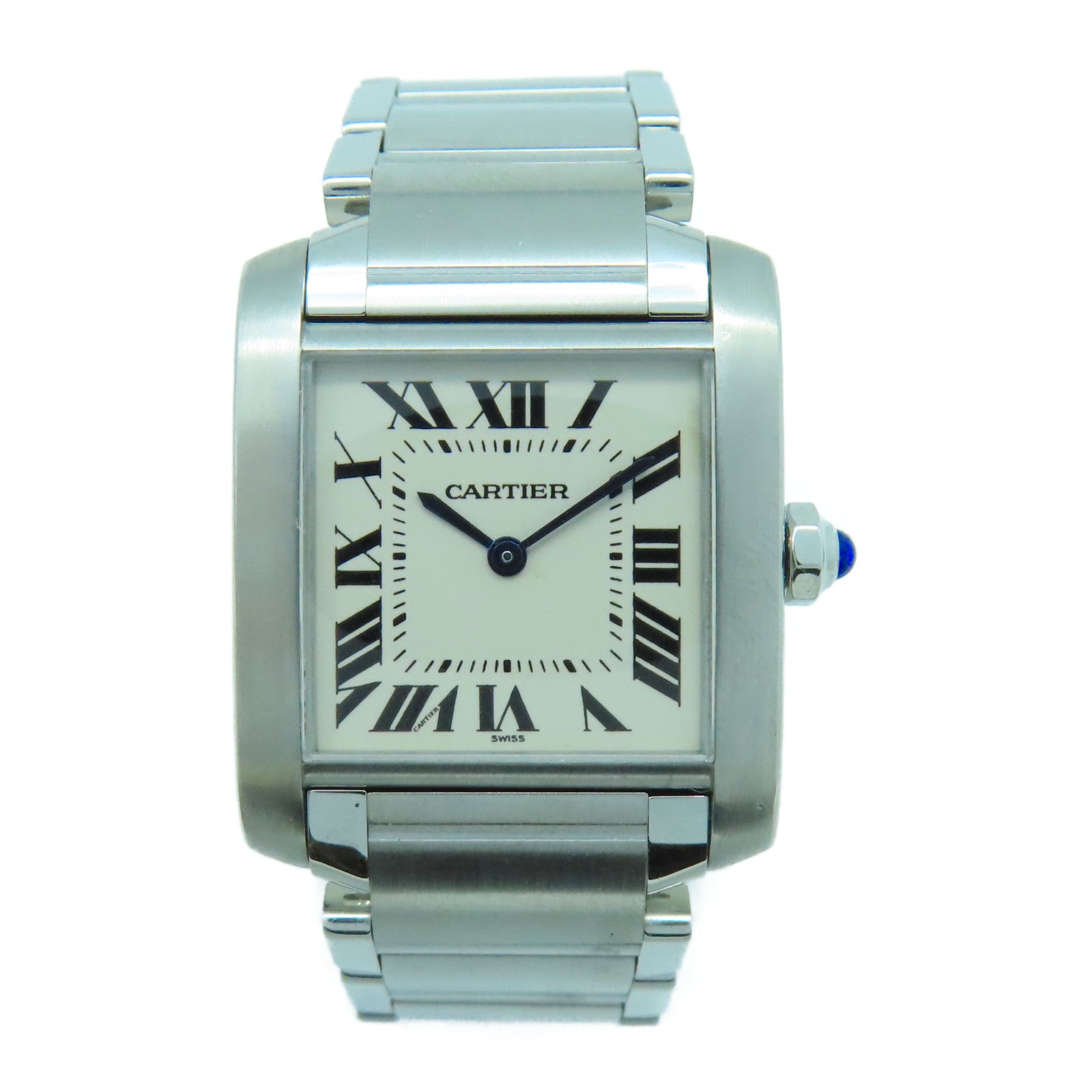 CARTIER Tank Francaise不鏽鋼手錶石英機芯白色