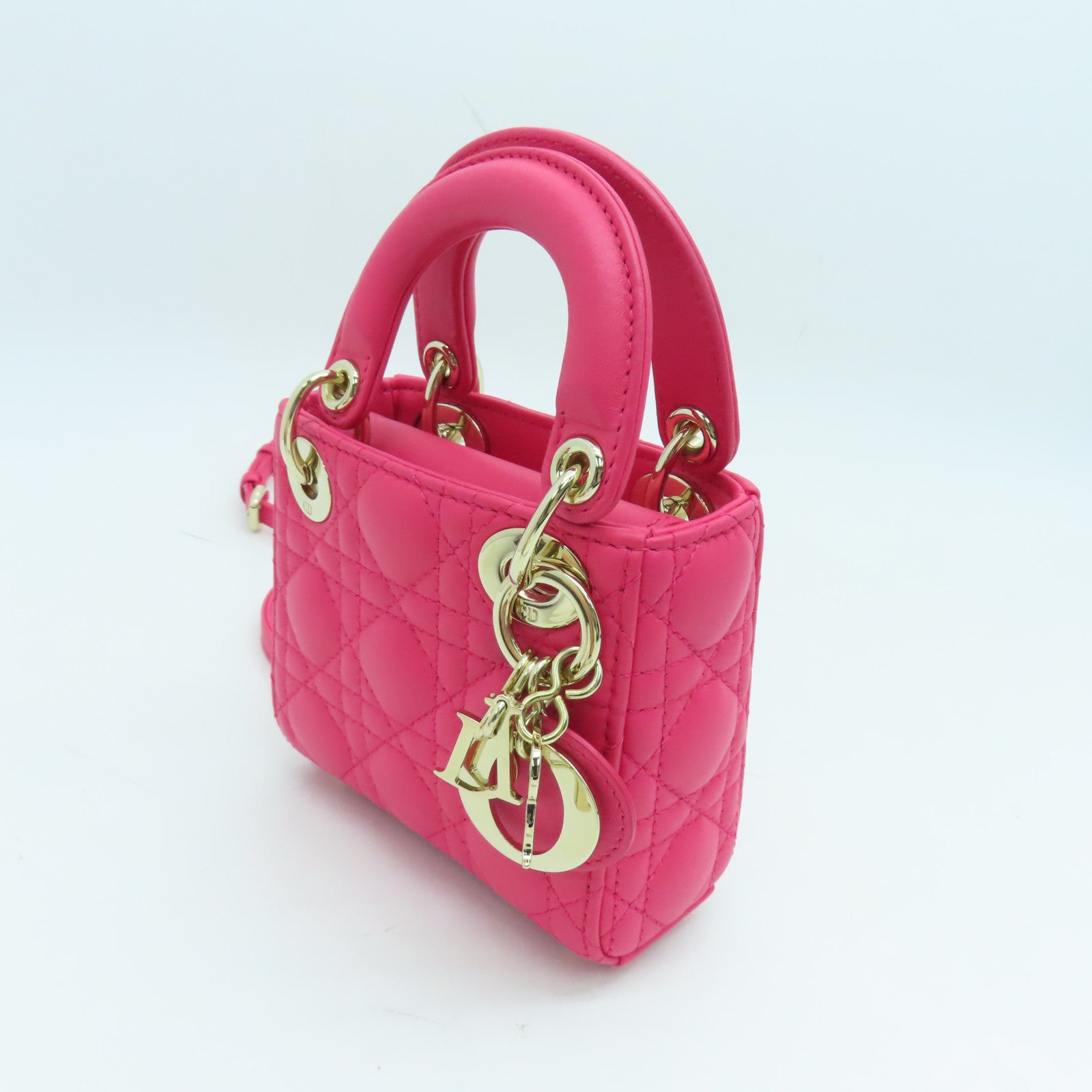 Dior 羊皮皮革Shoulder Bag金扣肩背袋粉紅色