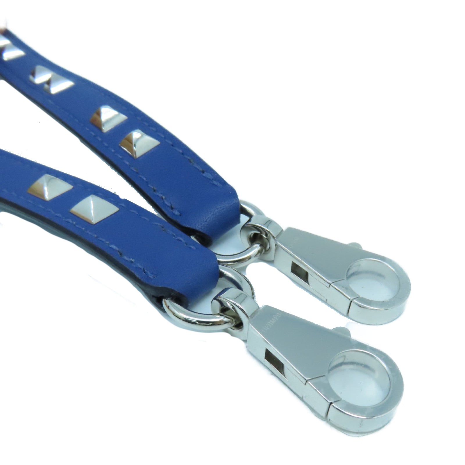 HERMES Swift皮革Mini Dog Carres银扣挂饰蓝色