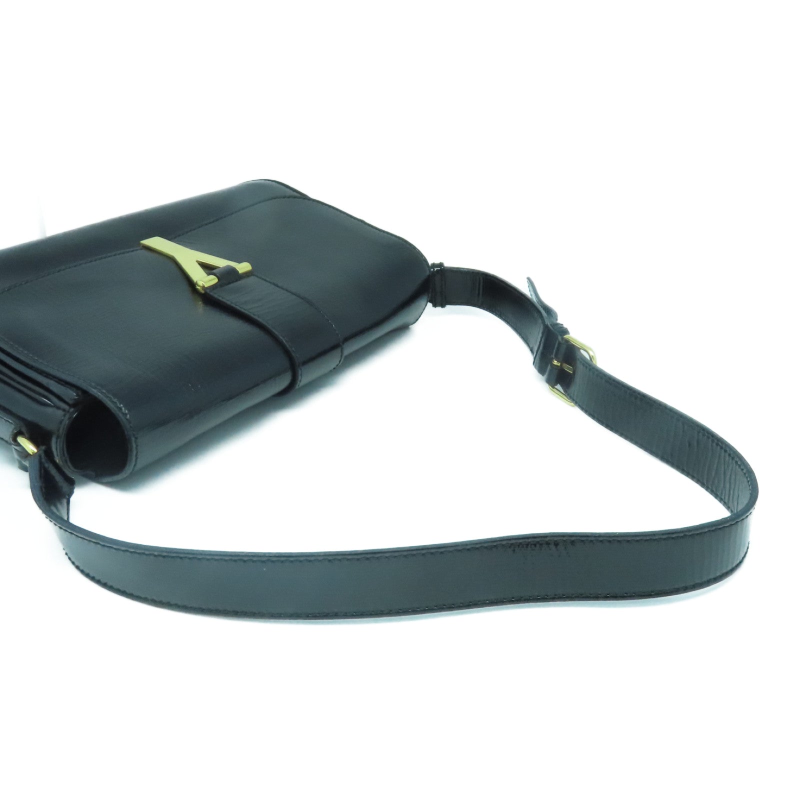 SAINT LAURENT 漆皮皮革Shoulder Bag金扣肩背袋黑色