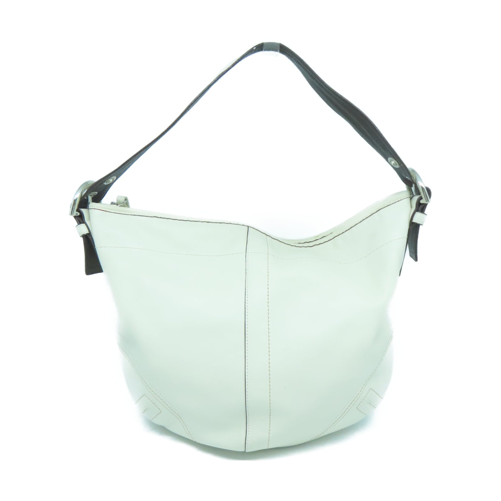 COACH 牛皮皮革Shoulder Bag銀扣肩背袋白色