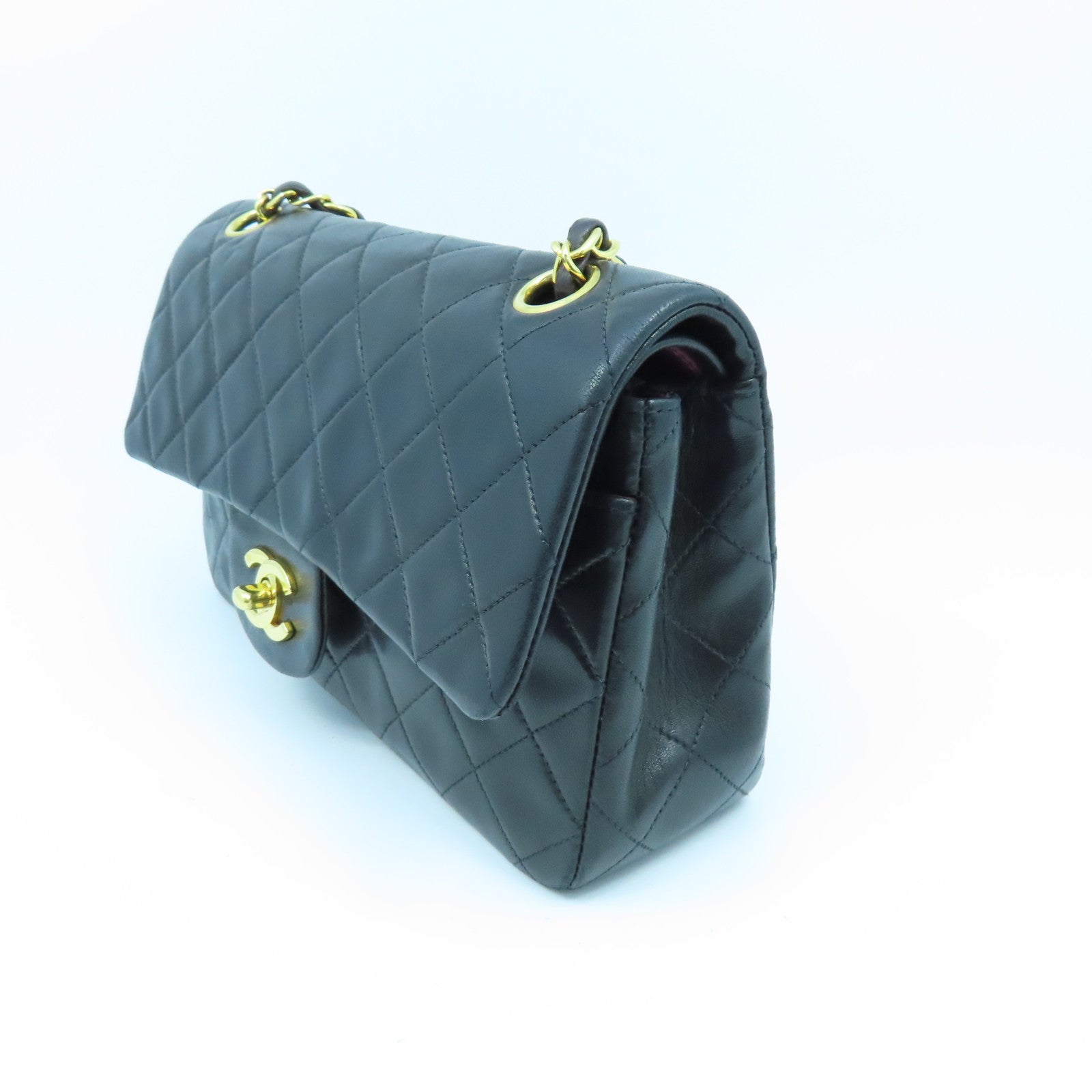 CHANEL 【激減優惠】菱格皮革Classic Chain Shoulder Bag金扣鏈帶肩背袋黑色