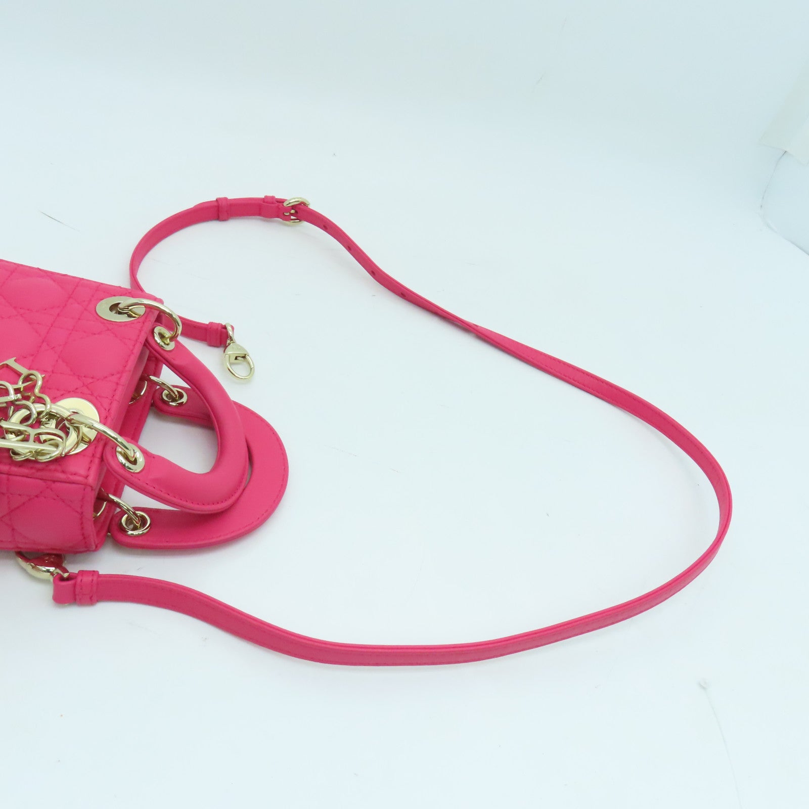 Dior 羊皮皮革Shoulder Bag金扣肩背袋粉紅色