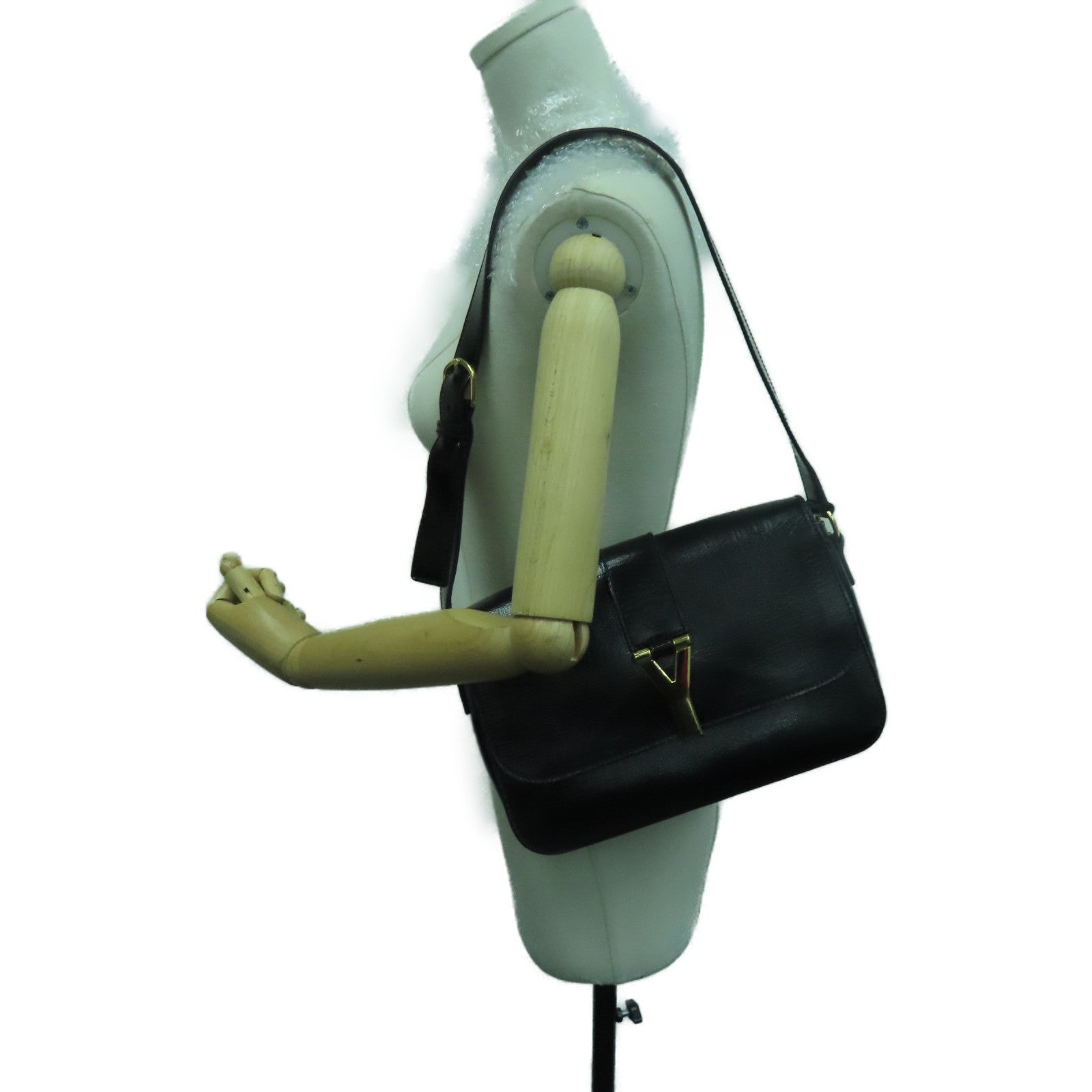 SAINT LAURENT 漆皮皮革Shoulder Bag金扣肩背袋黑色
