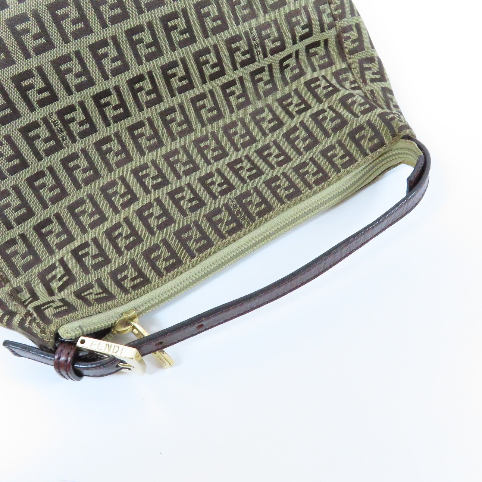 FENDI 帆布Zucchino金扣手挽袋啡色