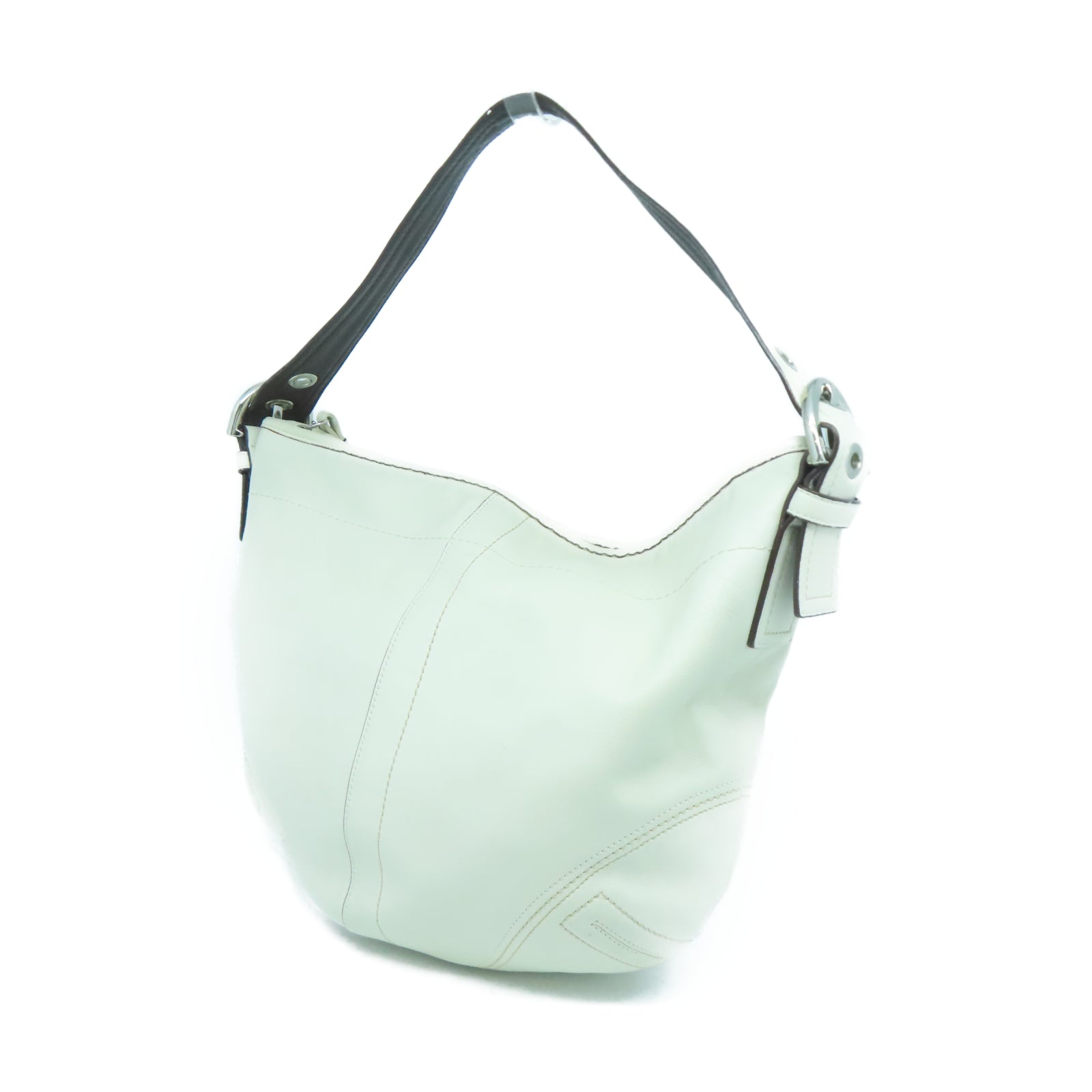 COACH 牛皮皮革Shoulder Bag銀扣肩背袋白色