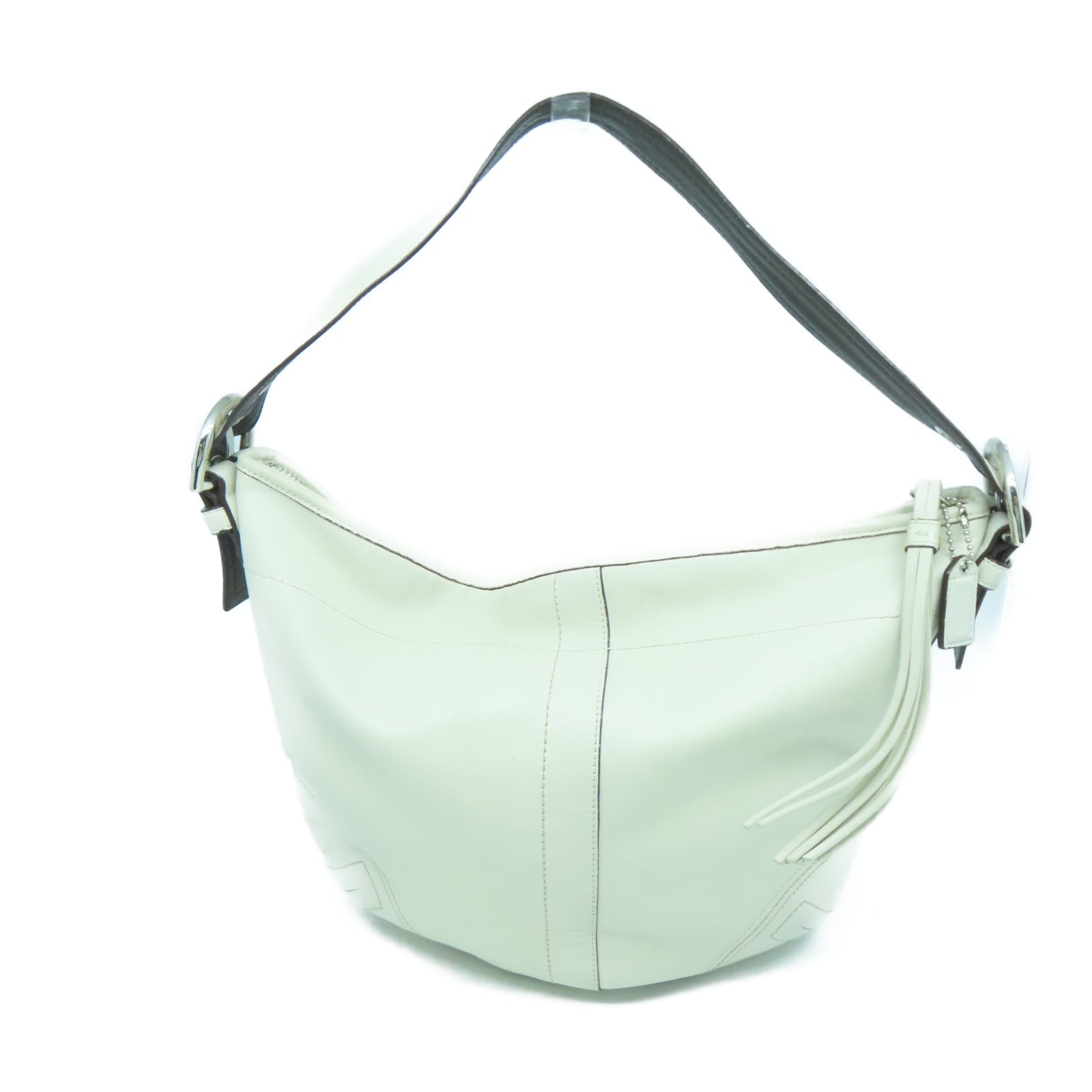 COACH 牛皮皮革Shoulder Bag銀扣肩背袋白色