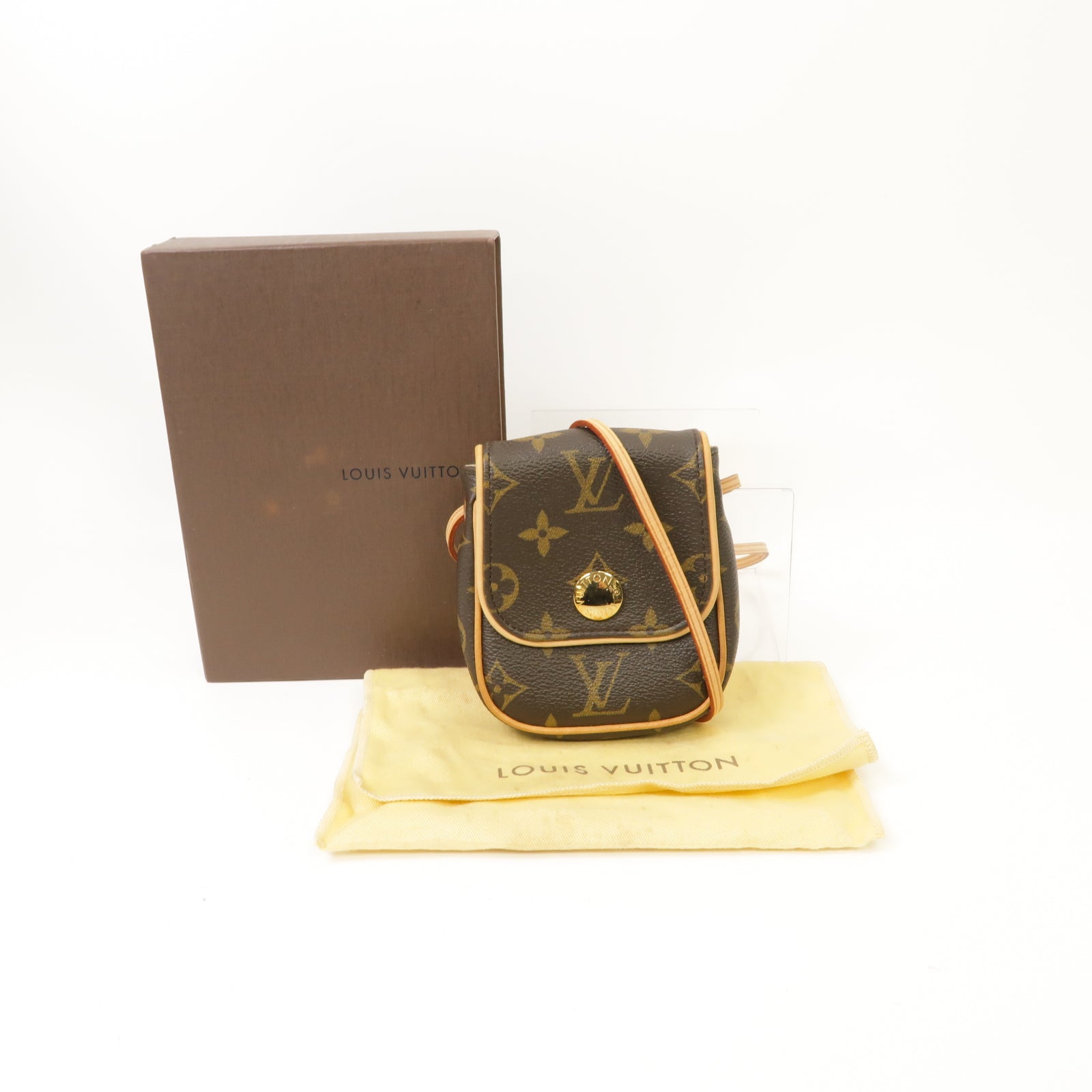 LOUIS VUITTON Monogram Pochette Turam Pouch金扣肩背袋棕色