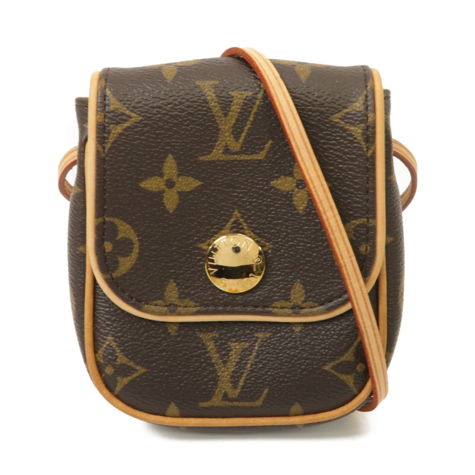 LOUIS VUITTON Monogram Pochette Turam Pouch金扣肩背袋棕色