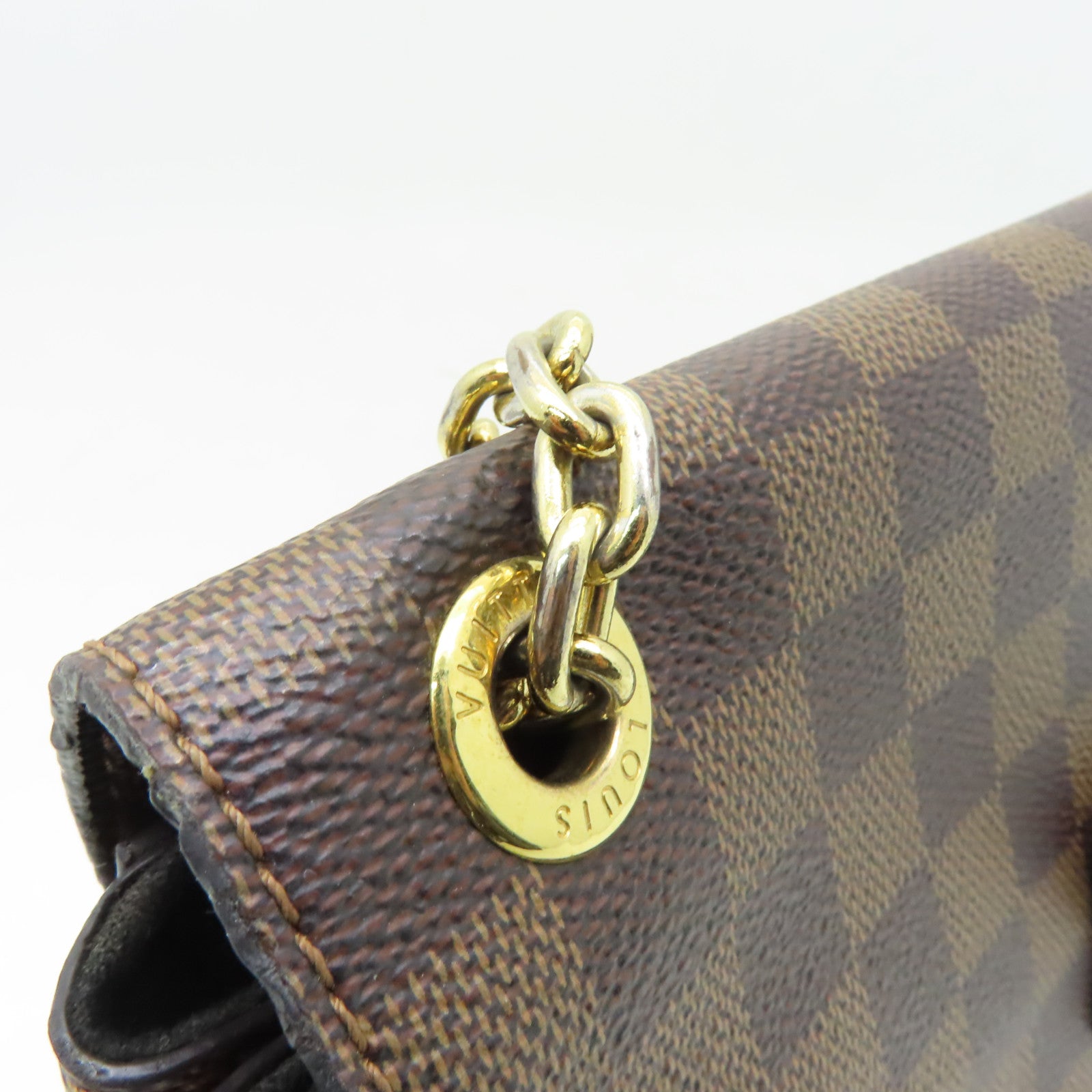 LOUIS VUITTON Damier Vavin PM金扣肩背袋啡色
