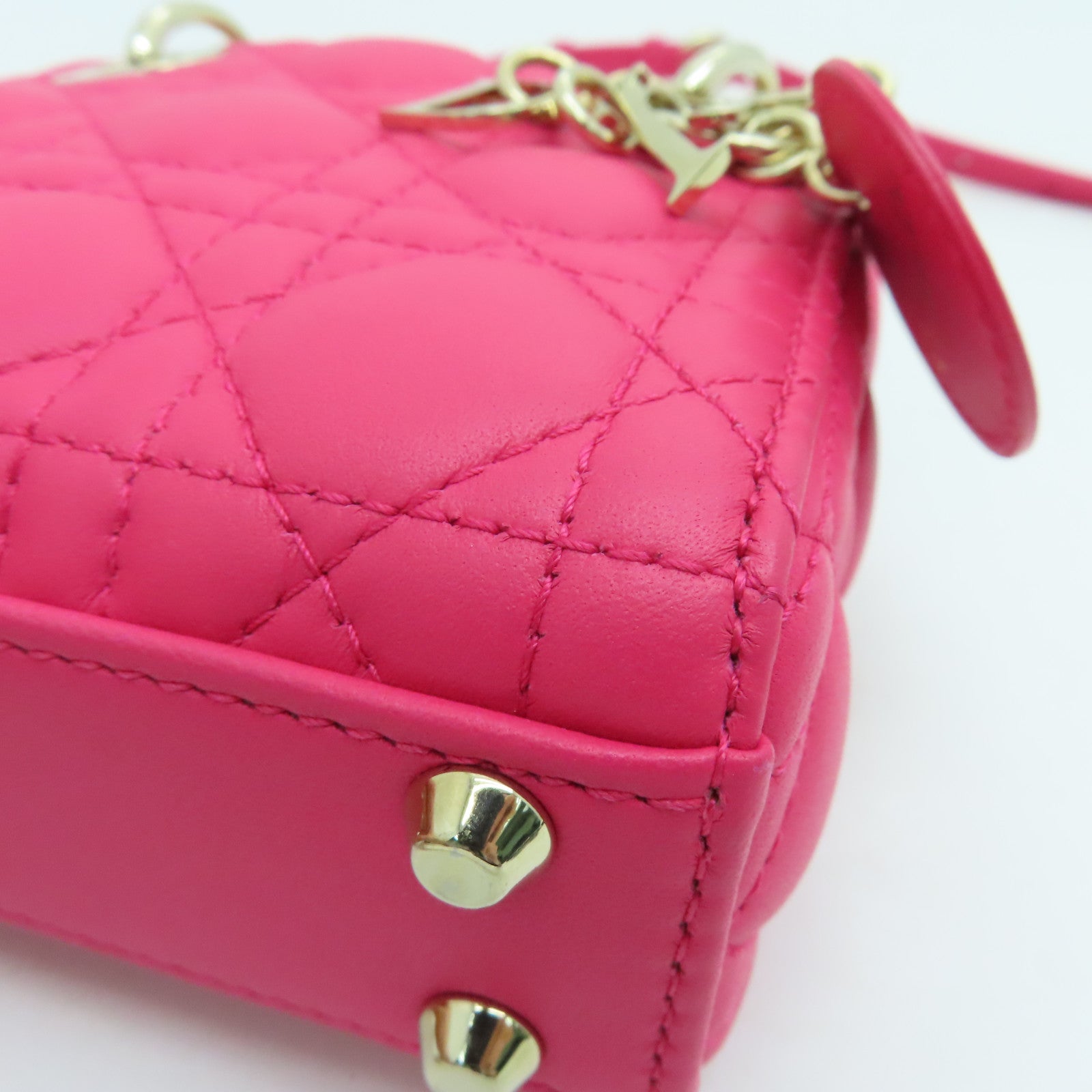 Dior 羊皮皮革Shoulder Bag金扣肩背袋粉紅色