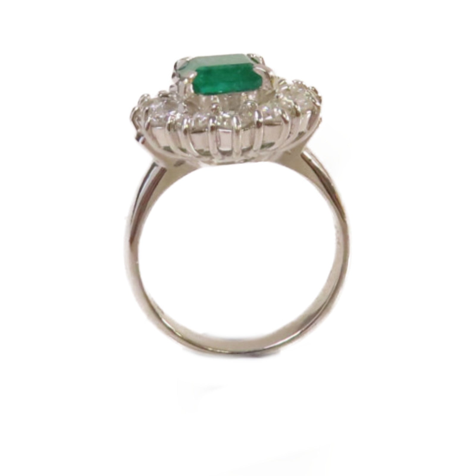 JEWELRY PT900鉑金/1.85ct綠寶石/1.41ct鑽石Emerald Ring戒指US#6