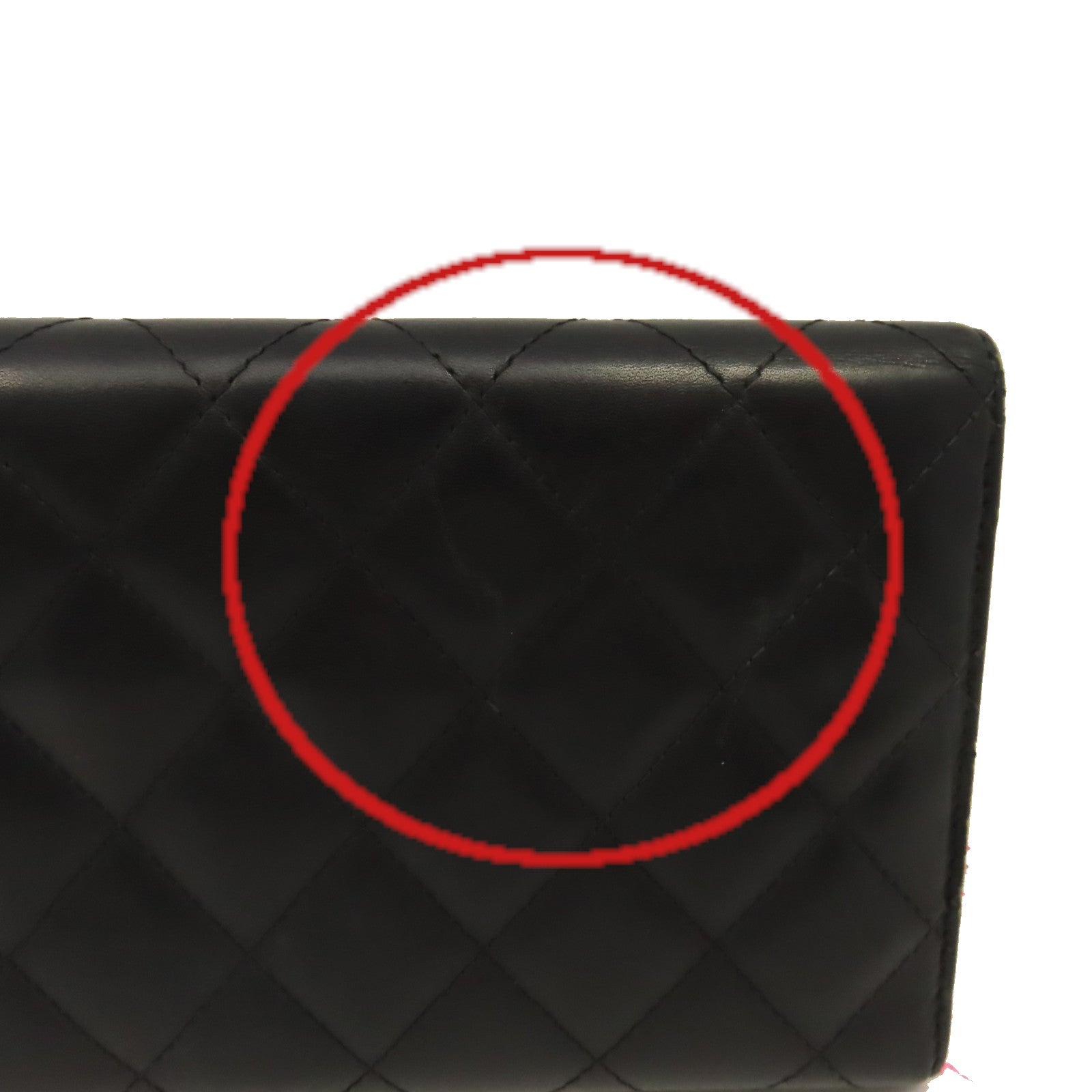 CHANEL 菱格牛皮皮革Cambon Long Wallet銀扣長錢包黑色/粉紅色