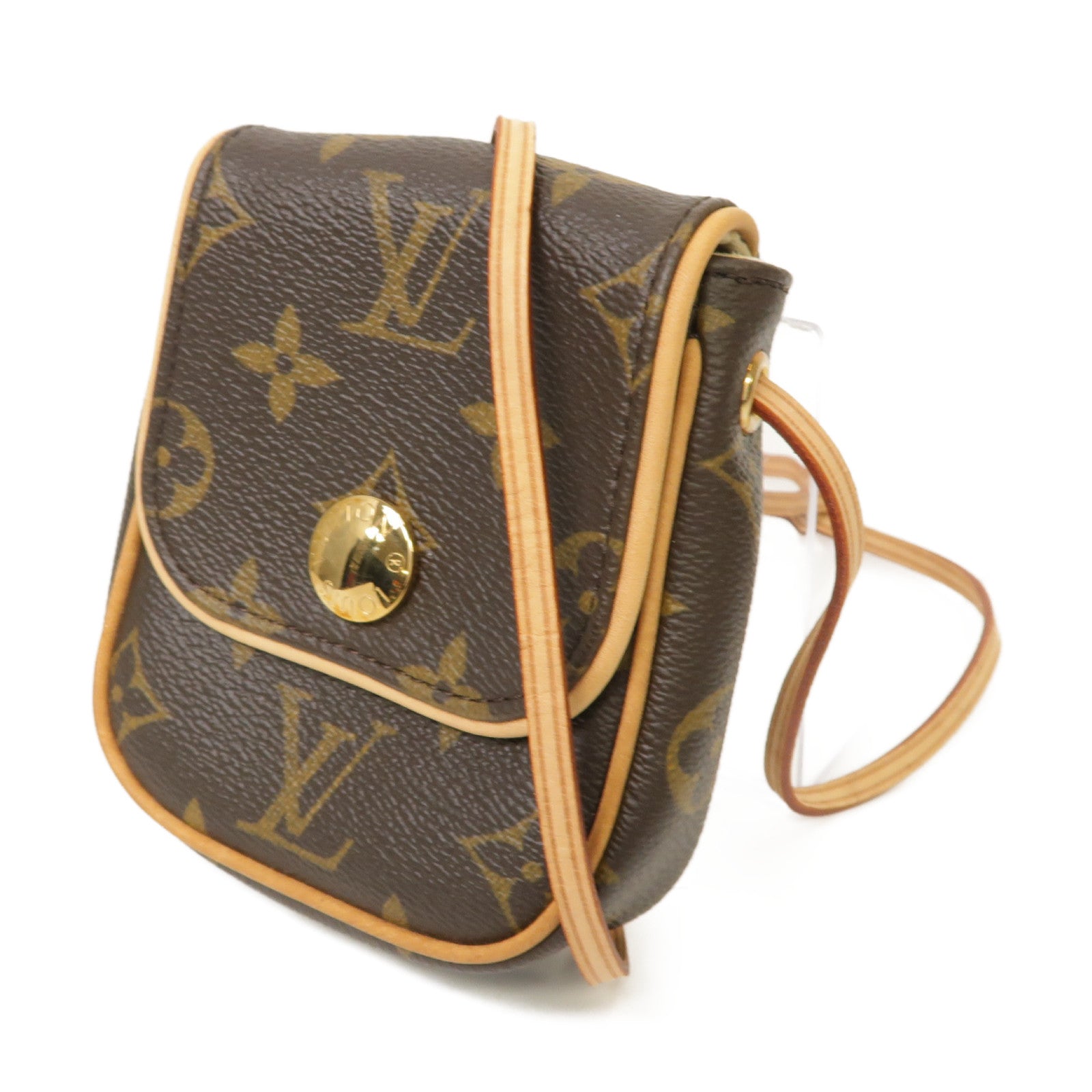 LOUIS VUITTON Monogram Pochette Turam Pouch金扣肩背袋棕色