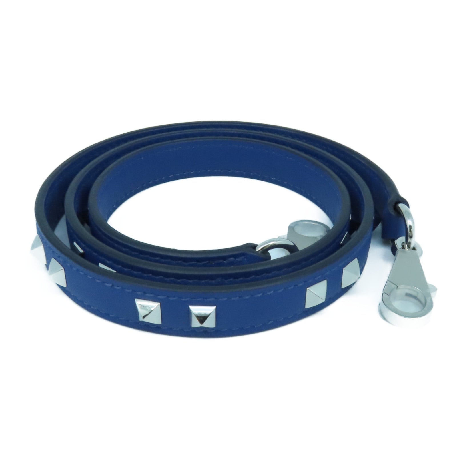 HERMES Swift皮革Mini Dog Carres银扣挂饰蓝色