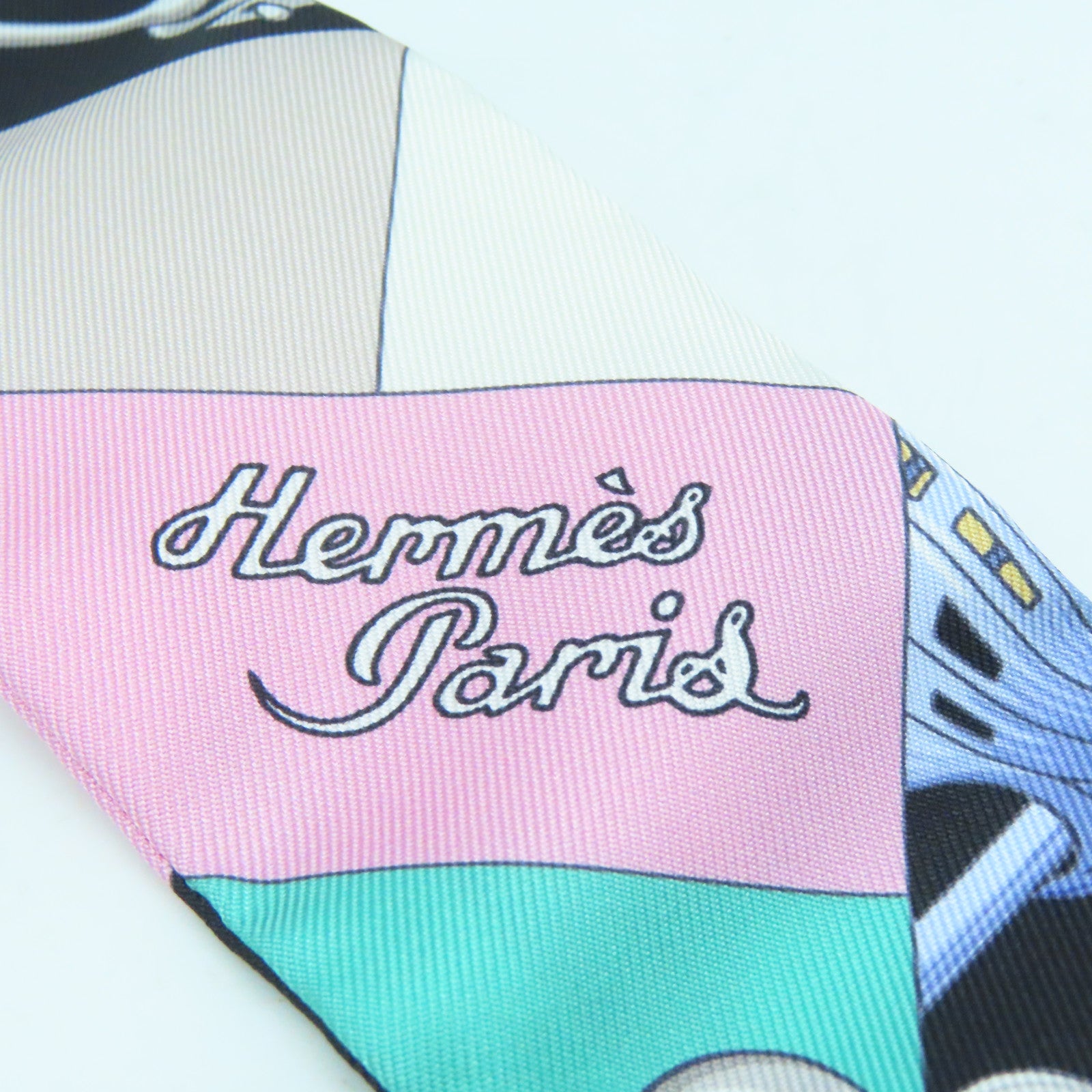 HERMES 丝质Twilly丝巾黑色彩色