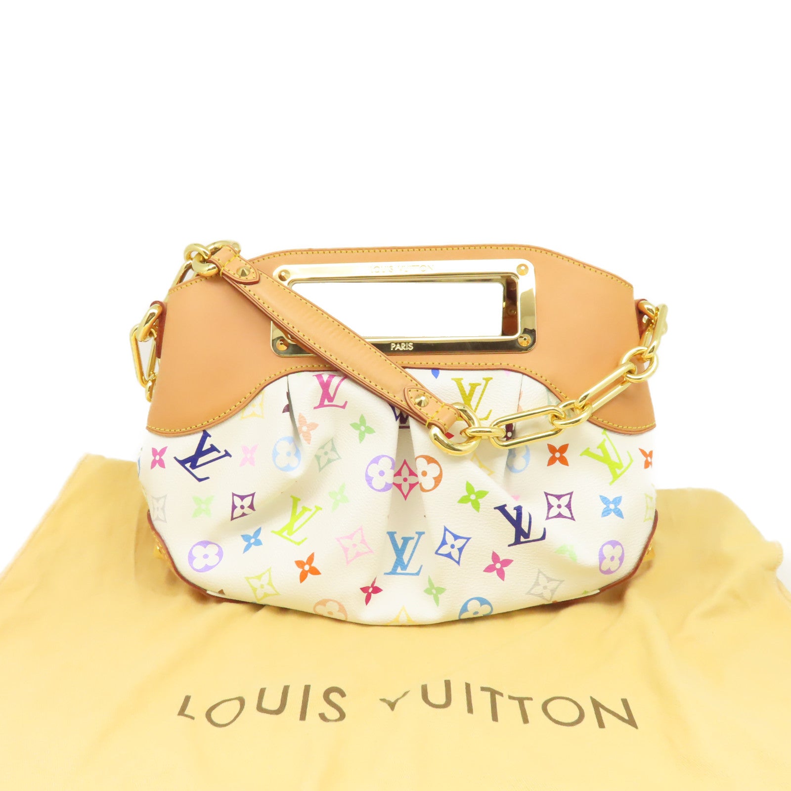 LOUIS VUITTON Monogram Multicolore Judy PM 2way Shoulder Bag金扣手挽肩背兩用袋白色/啡色