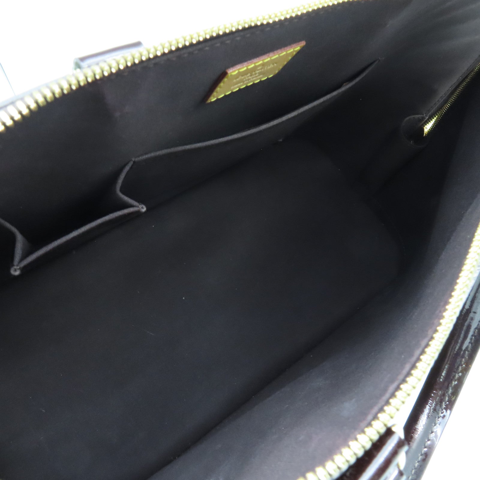 LOUIS VUITTON Monogram Vernis Alma GM金扣手挽袋紫色