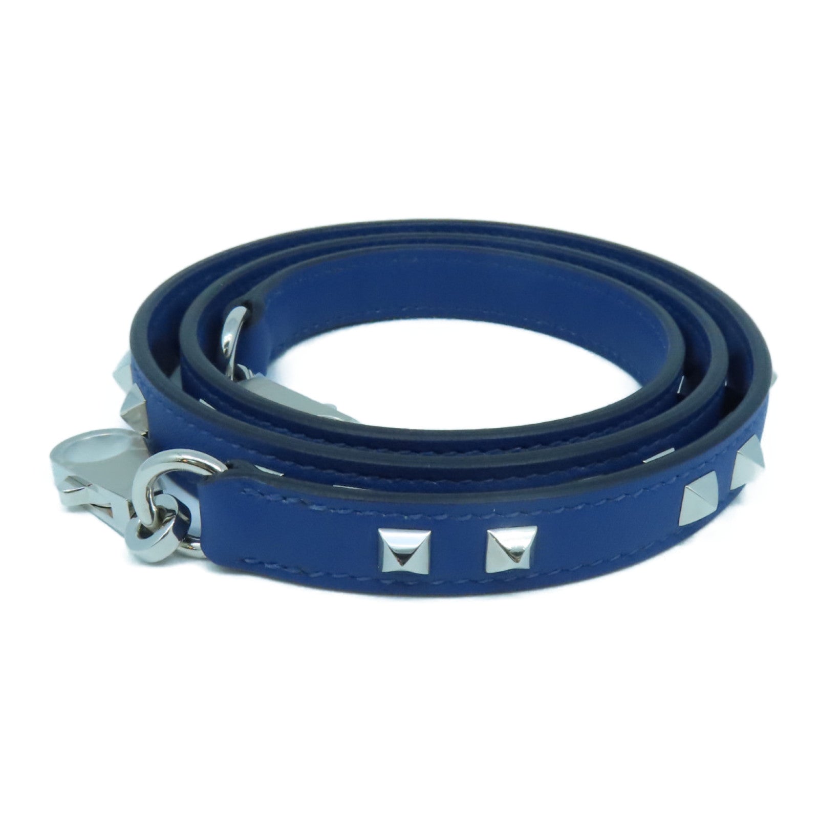 HERMES Swift皮革Mini Dog Carres银扣挂饰蓝色