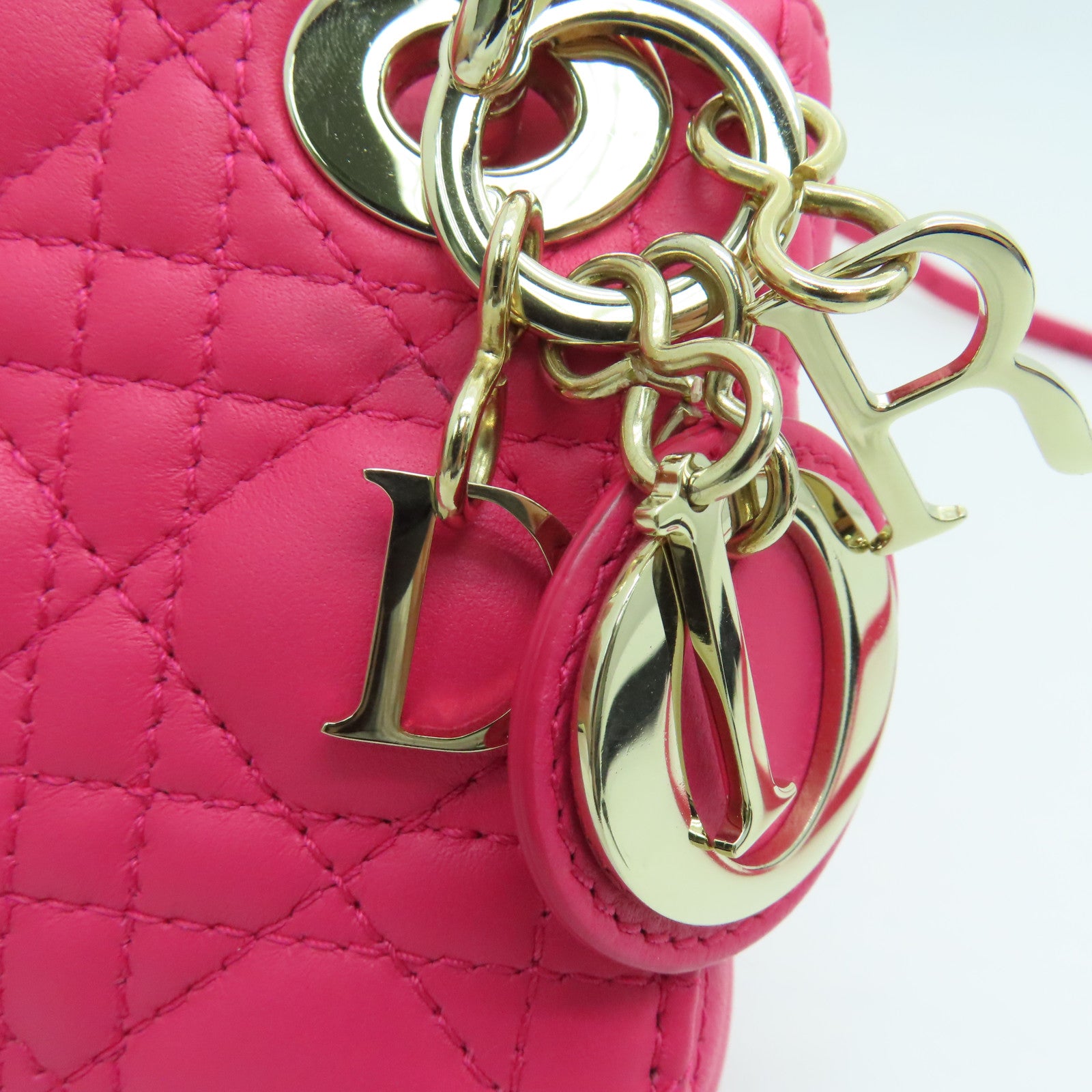 Dior 羊皮皮革Shoulder Bag金扣肩背袋粉紅色