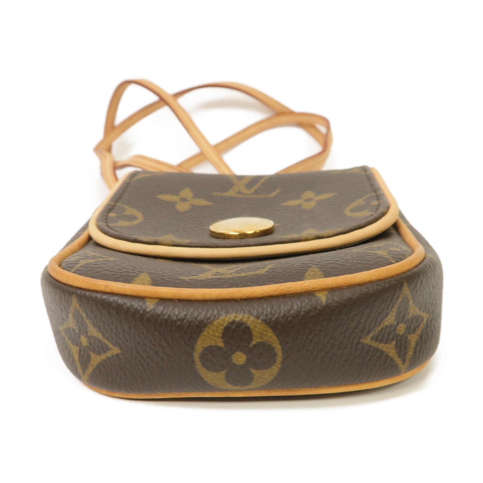 LOUIS VUITTON Monogram Pochette Turam Pouch金扣肩背袋棕色