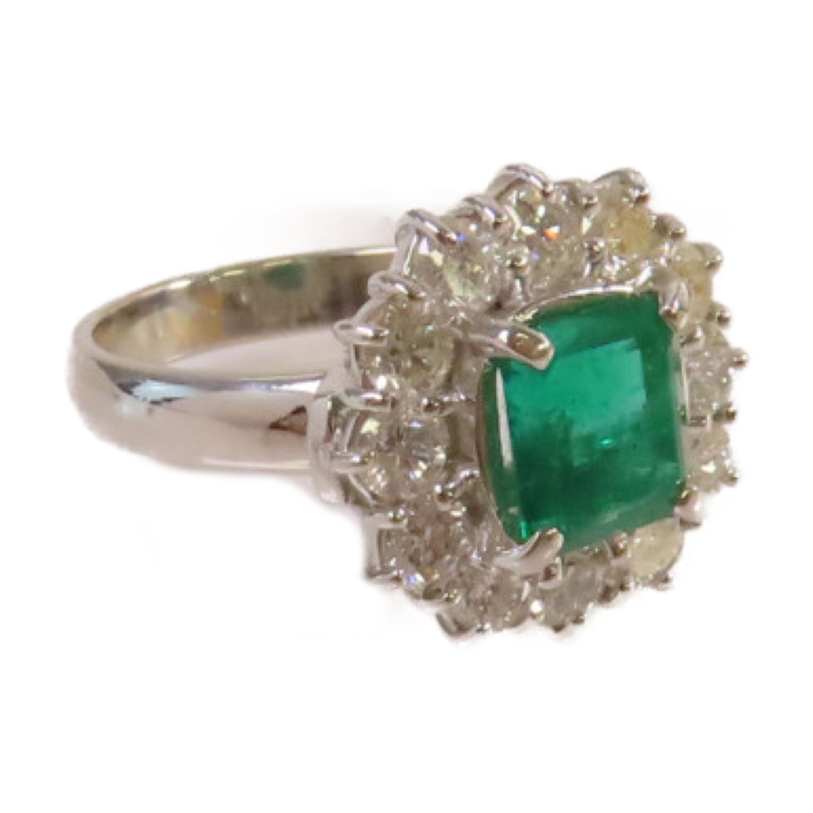 JEWELRY PT900鉑金/1.85ct綠寶石/1.41ct鑽石Emerald Ring戒指US#6