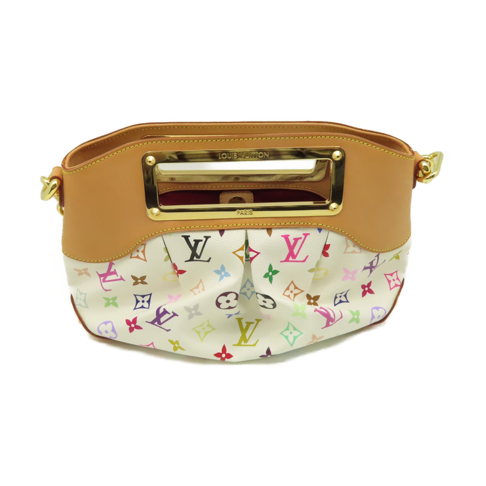 LOUIS VUITTON Monogram Multicolore Judy PM 2way Shoulder Bag金扣手挽肩背兩用袋白色/啡色