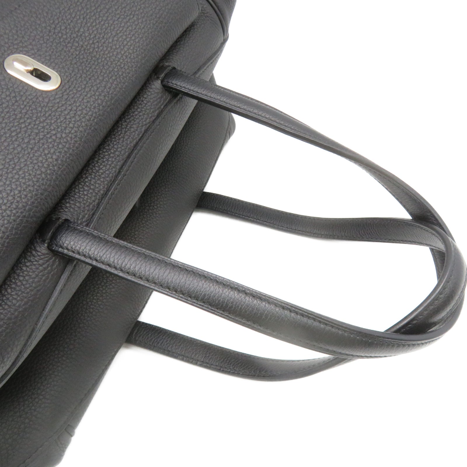 HERMES Togo Leather Wallago Cabine 35 Shoulder Bag Silver Buckle Shoulder Bag Black