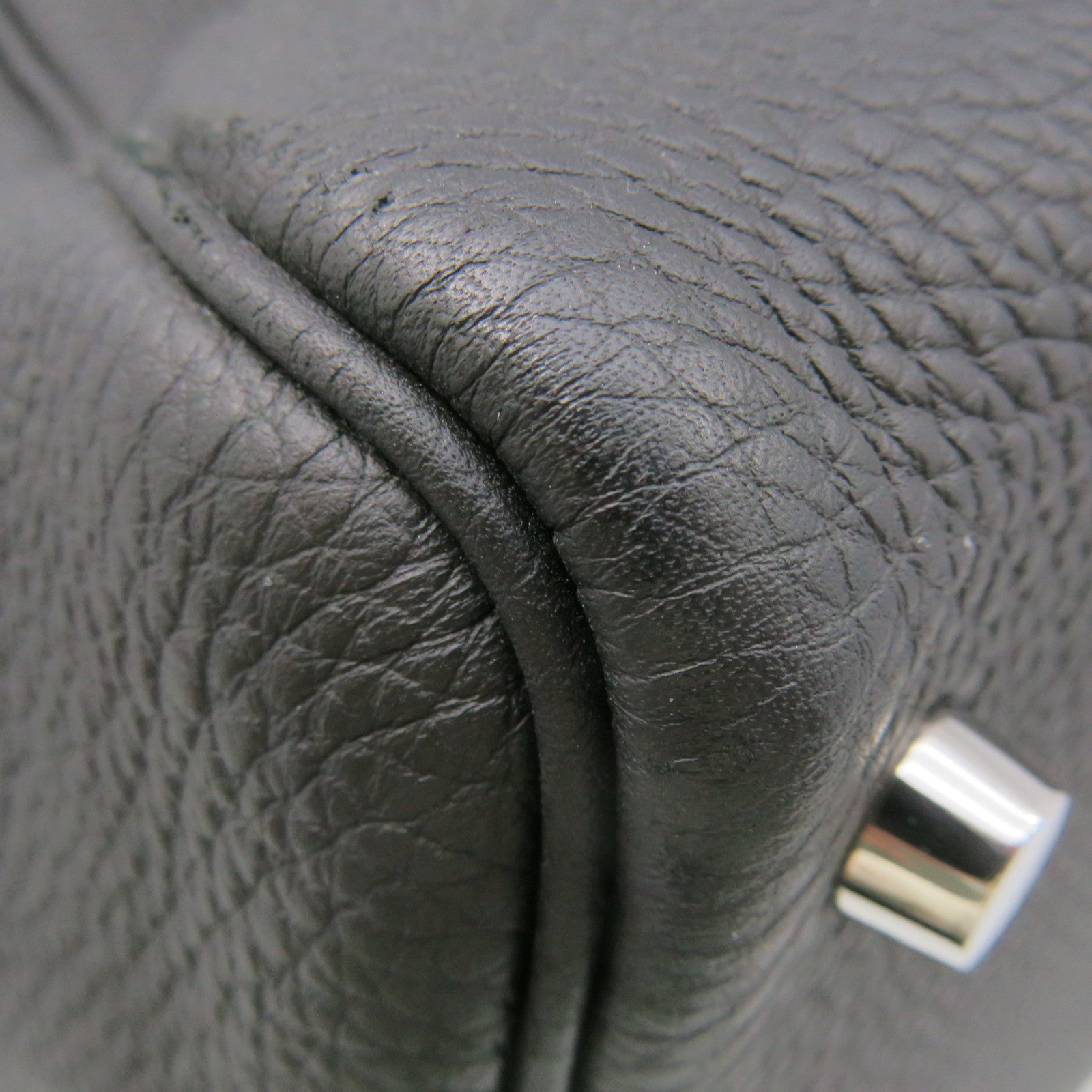 HERMES Togo Leather Wallago Cabine 35 Shoulder Bag Silver Buckle Shoulder Bag Black