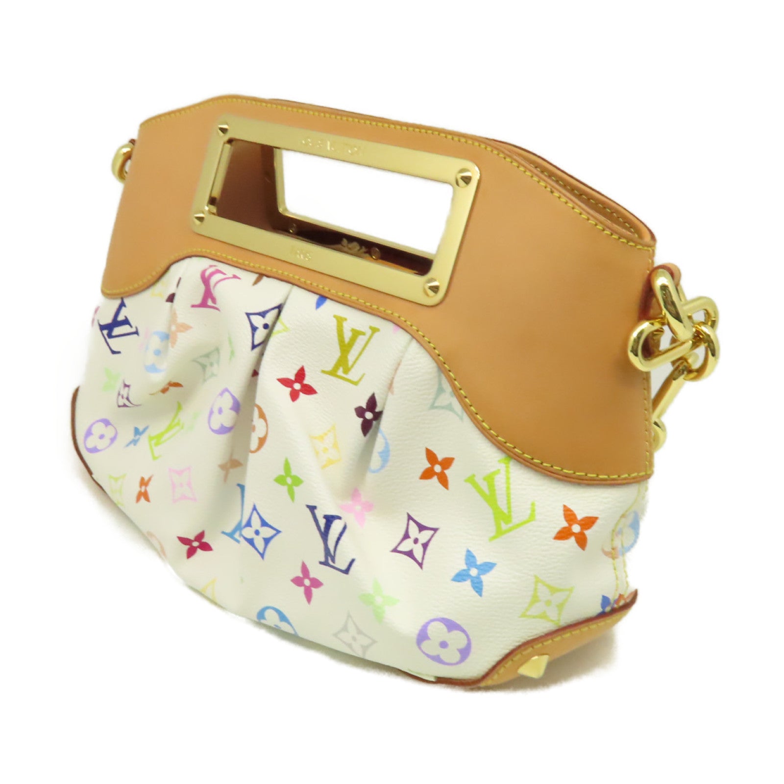 LOUIS VUITTON Monogram Multicolore Judy PM 2way Shoulder Bag金扣手挽肩背兩用袋白色/啡色
